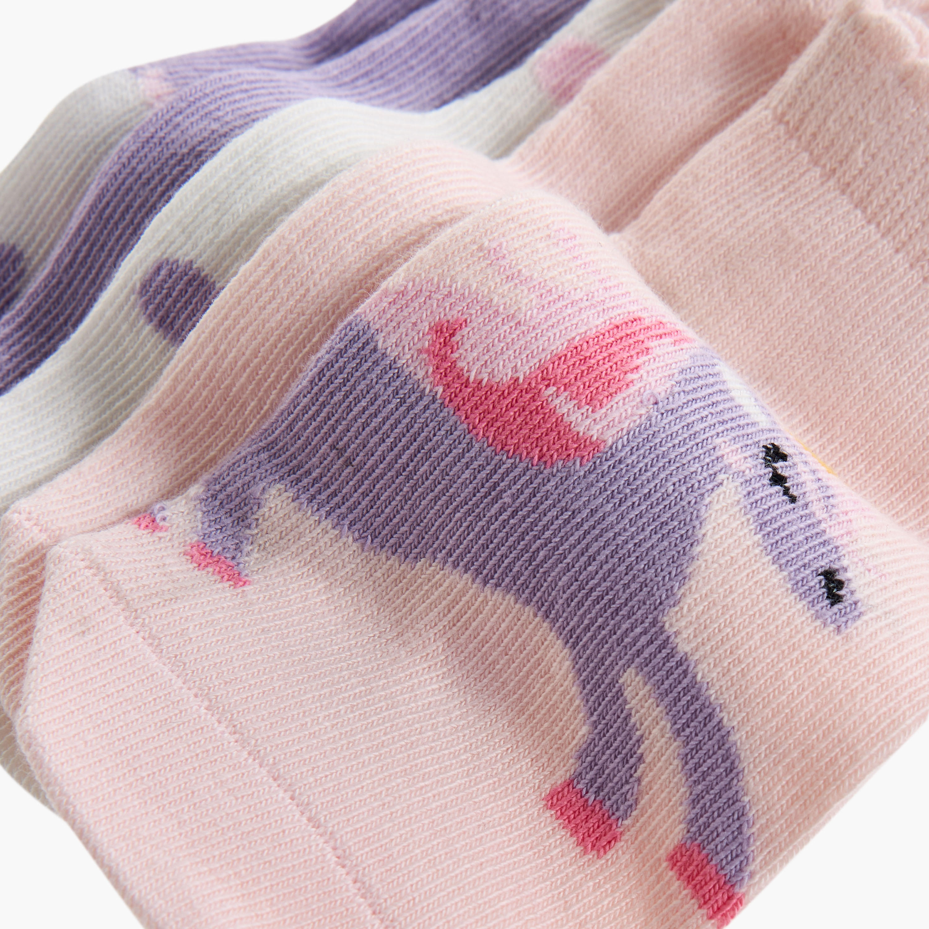 Little Missy Printed Ankle Length Non Terry Socks - Set of 5-girls-accessories-socks-image-4