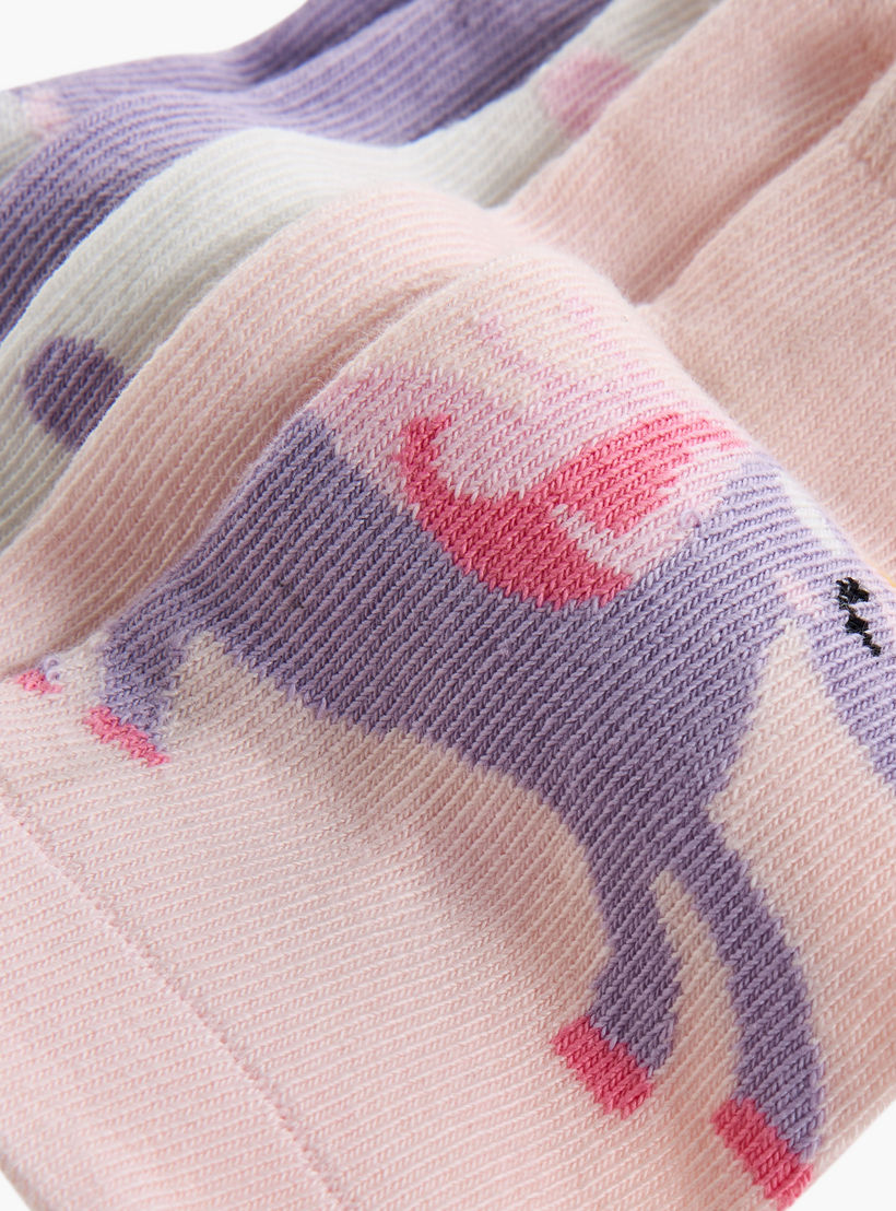 Little Missy Printed Ankle Length Non Terry Socks - Set of 5-girls-accessories-socks-image-4