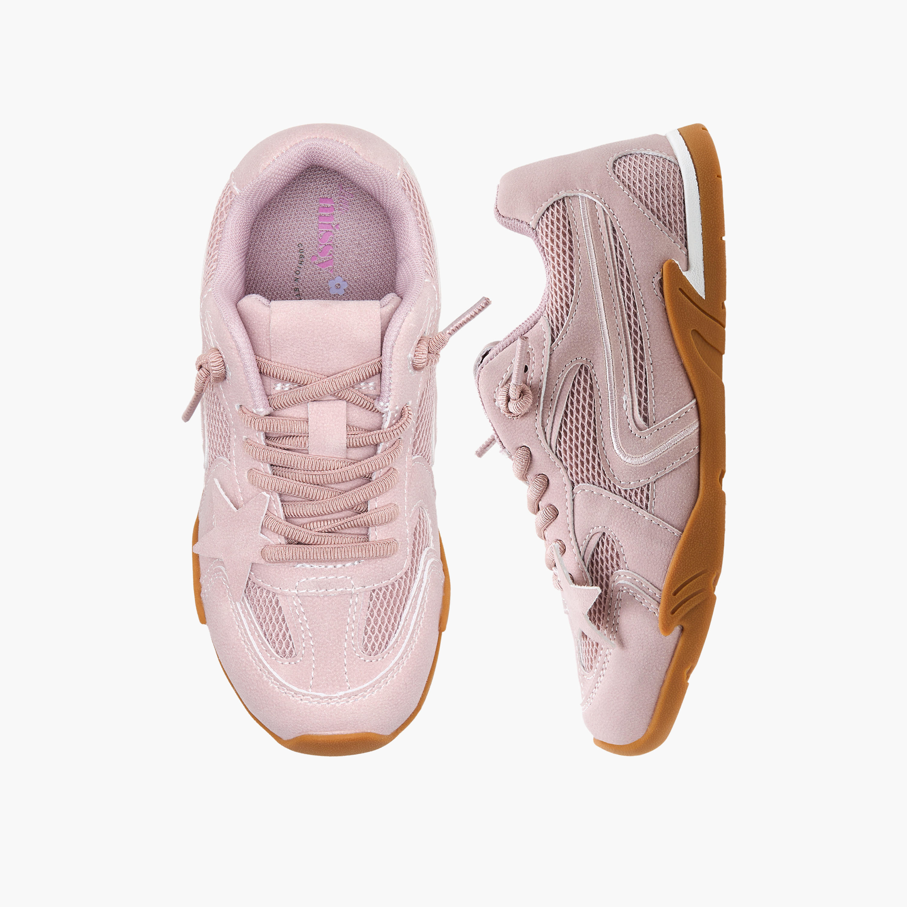 حذاء سنيكرز بطول الكاحل ورباط إغلاق للبنات من ليتل ميسي-girls-shoes-sneakers-image-1