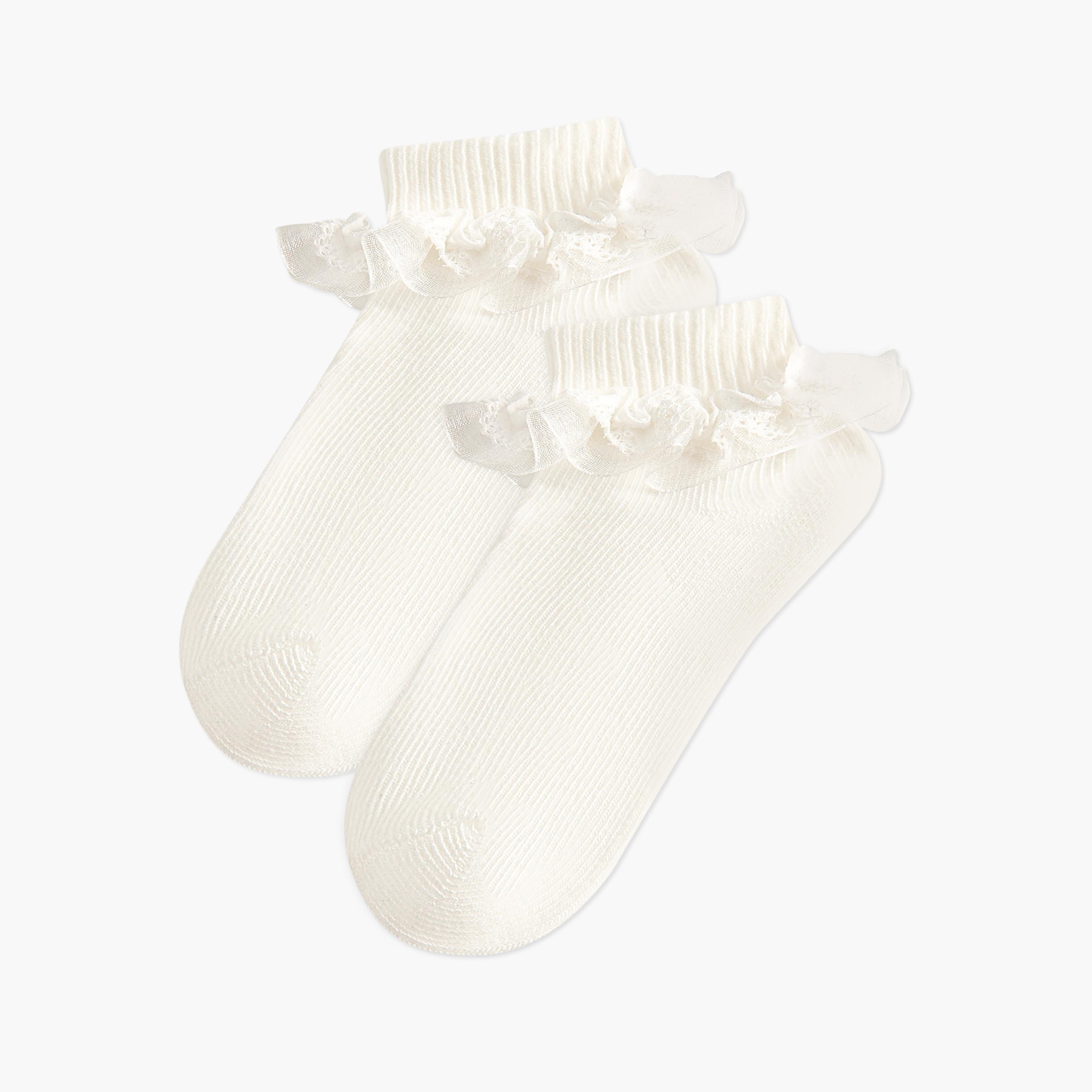 Pack of 2 Barefeet Baby Girls Socks Ankle Length Ruffle Detail-baby-girls-accessories-socks-image-1