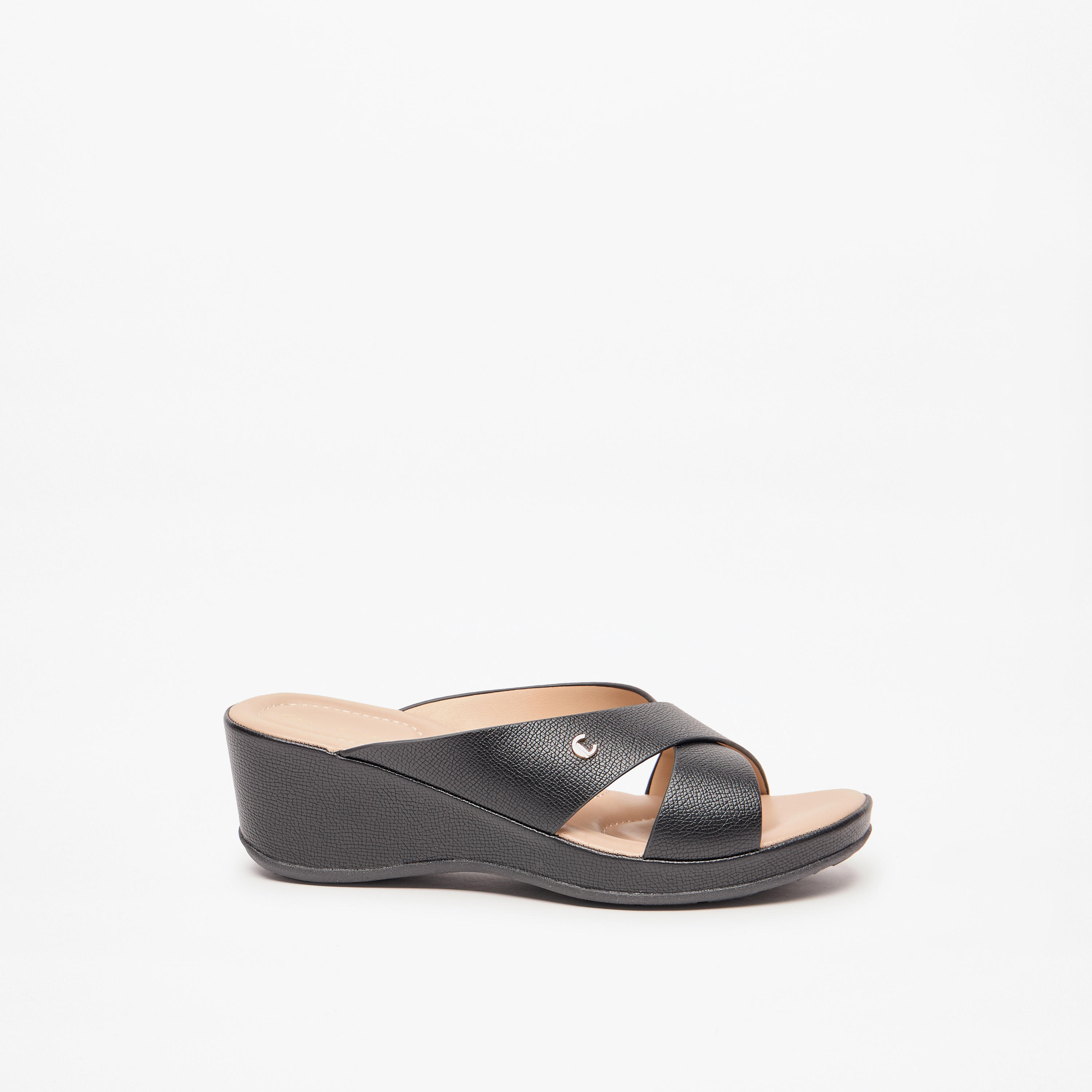 صندل سادة سهل الارتداء بحزام متقاطع وكعب ويدج من لو كونفورت-women-shoes-sandals-heeled-image-3