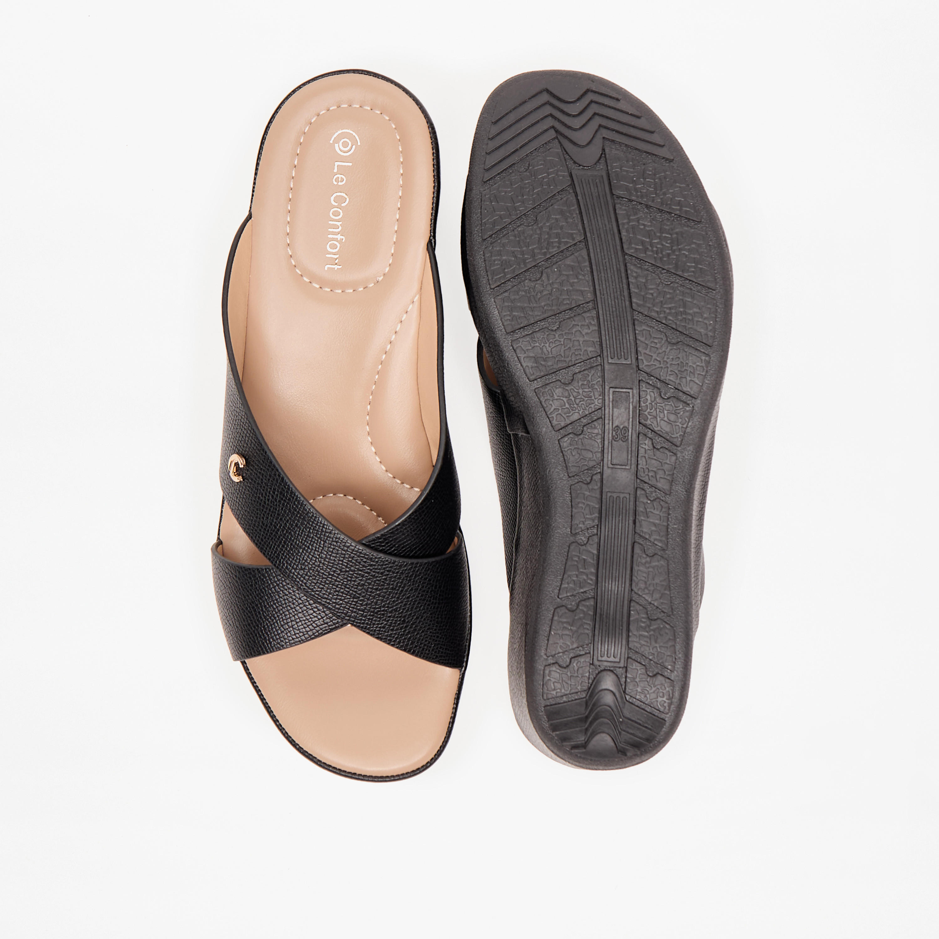 صندل سادة سهل الارتداء بحزام متقاطع وكعب ويدج من لو كونفورت-women-shoes-sandals-heeled-image-4