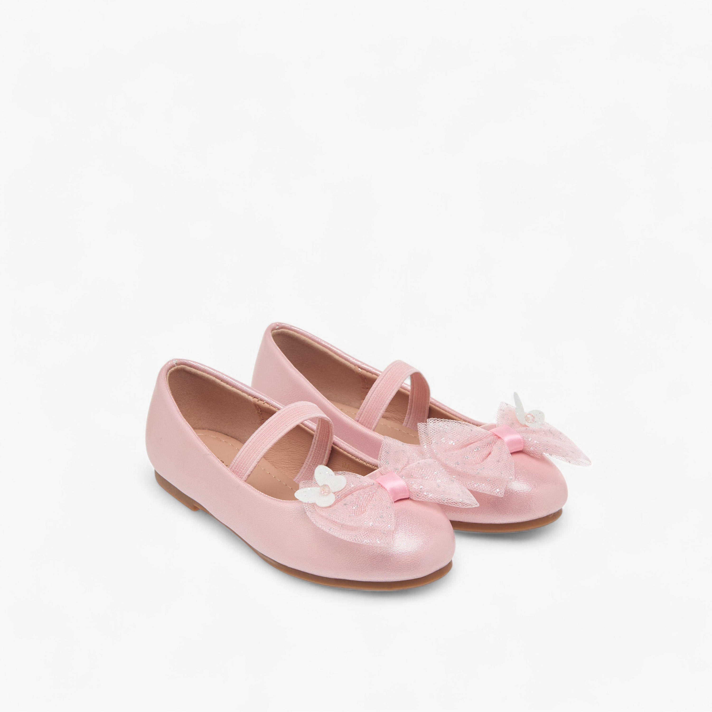 Flora Bella Bow Detail Ballerinas with Elastic Closure-girls-shoes-ballerinas-image-1