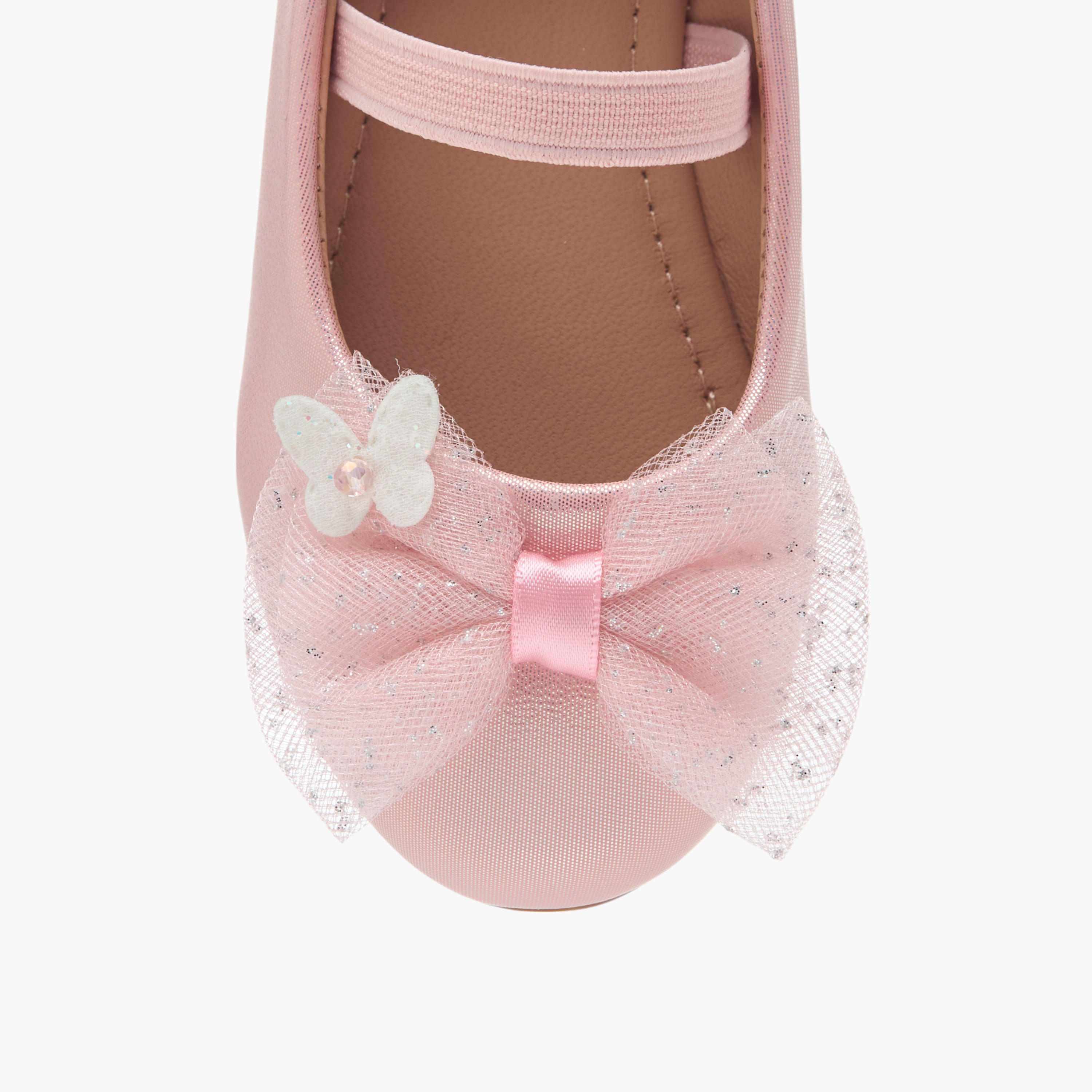 Flora Bella Bow Detail Ballerinas with Elastic Closure-girls-shoes-ballerinas-image-4