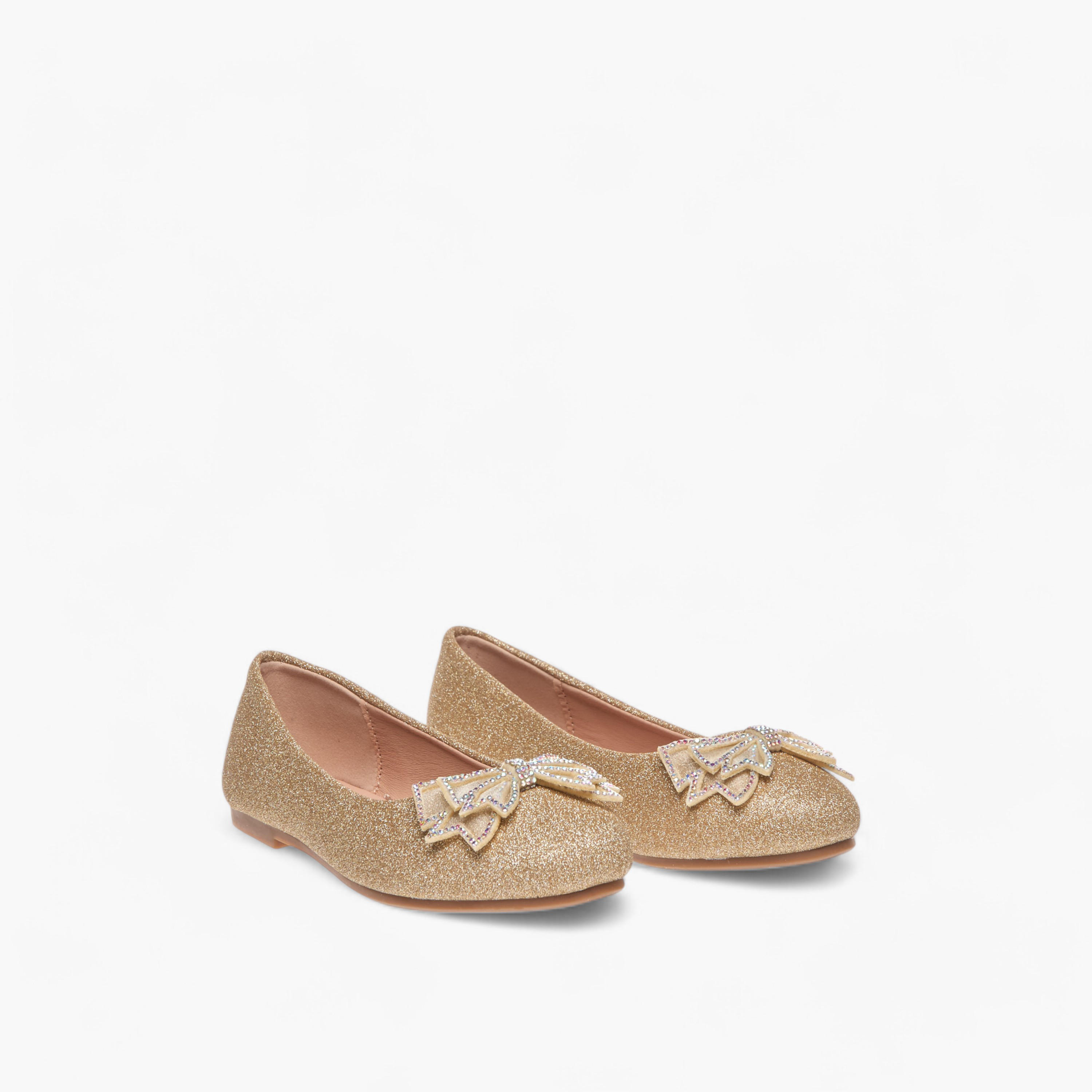 Flora Bella Bow Embellished Slip-On Ballerina Shoes-girls-shoes-ballerinas-image-1
