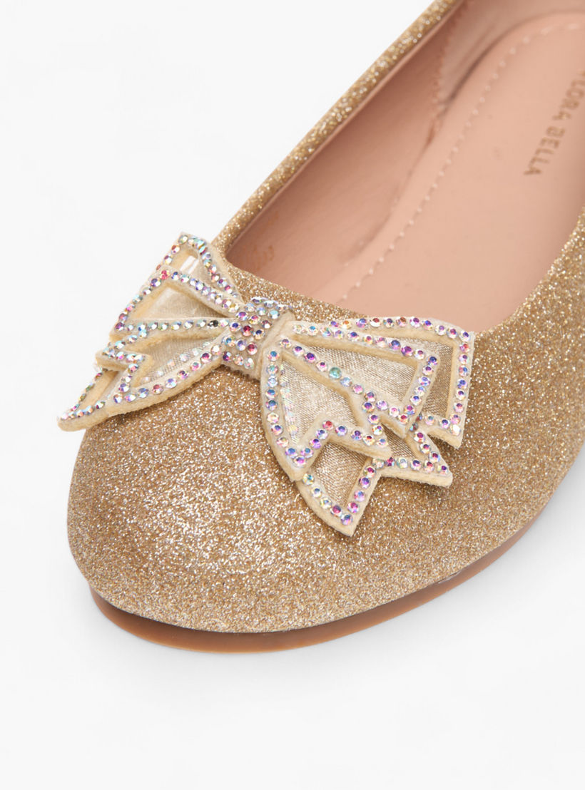Flora Bella Bow Embellished Slip-On Ballerina Shoes-girls-shoes-ballerinas-image-5