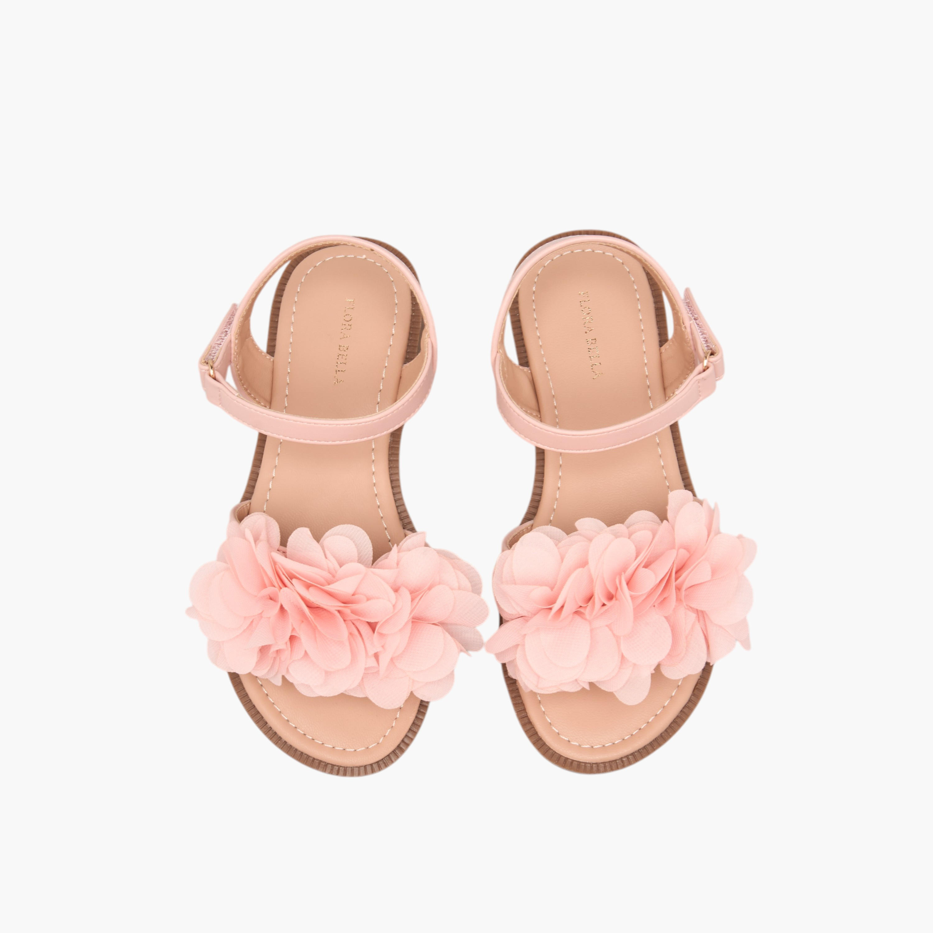 Flora Bella Floral Accent Strap Sandals with Hook and Loop Closure-girls-shoes-sandals-image-1