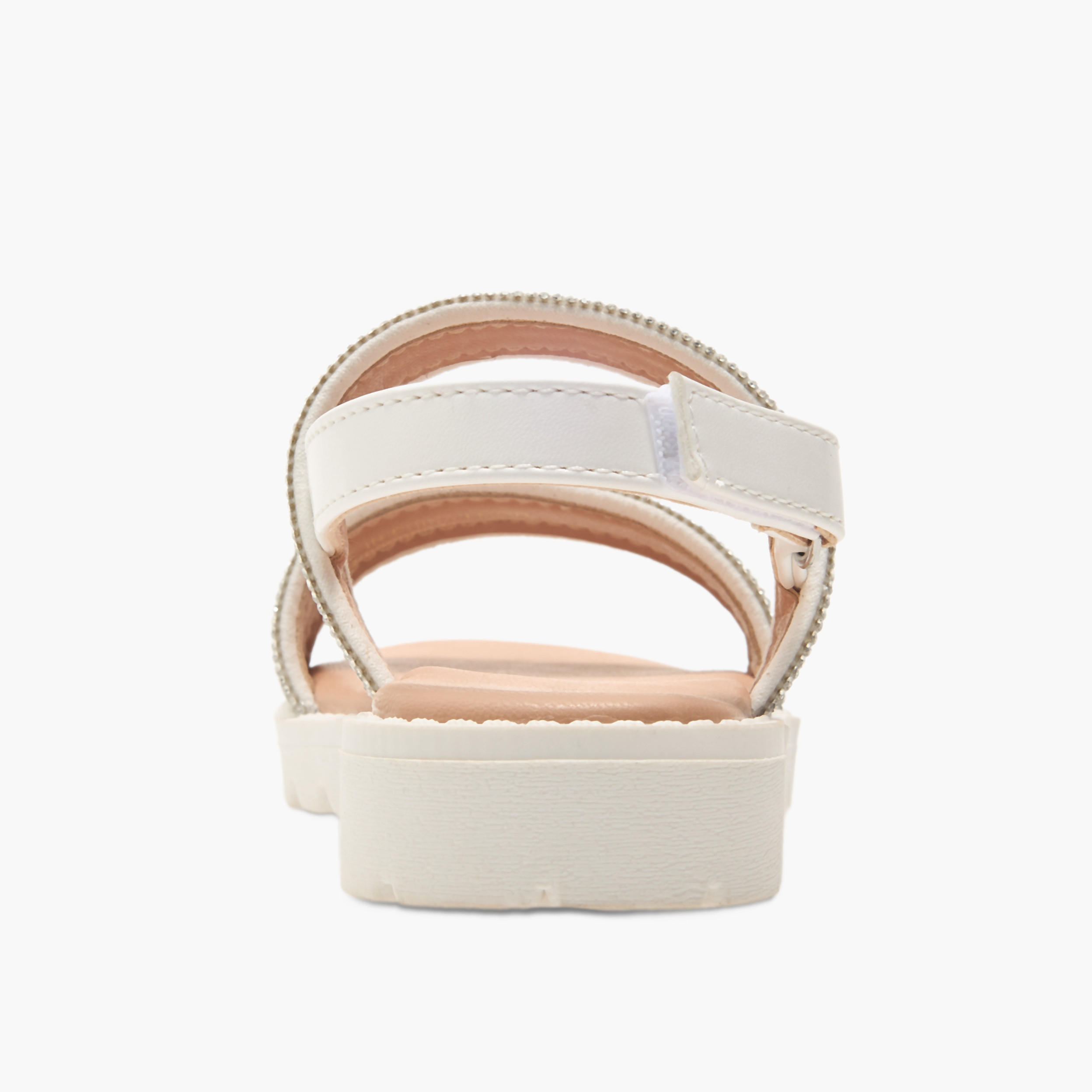 Flora Bella Embellished Strap Sandals with Hook and Loop Closure-girls-shoes-sandals-image-4
