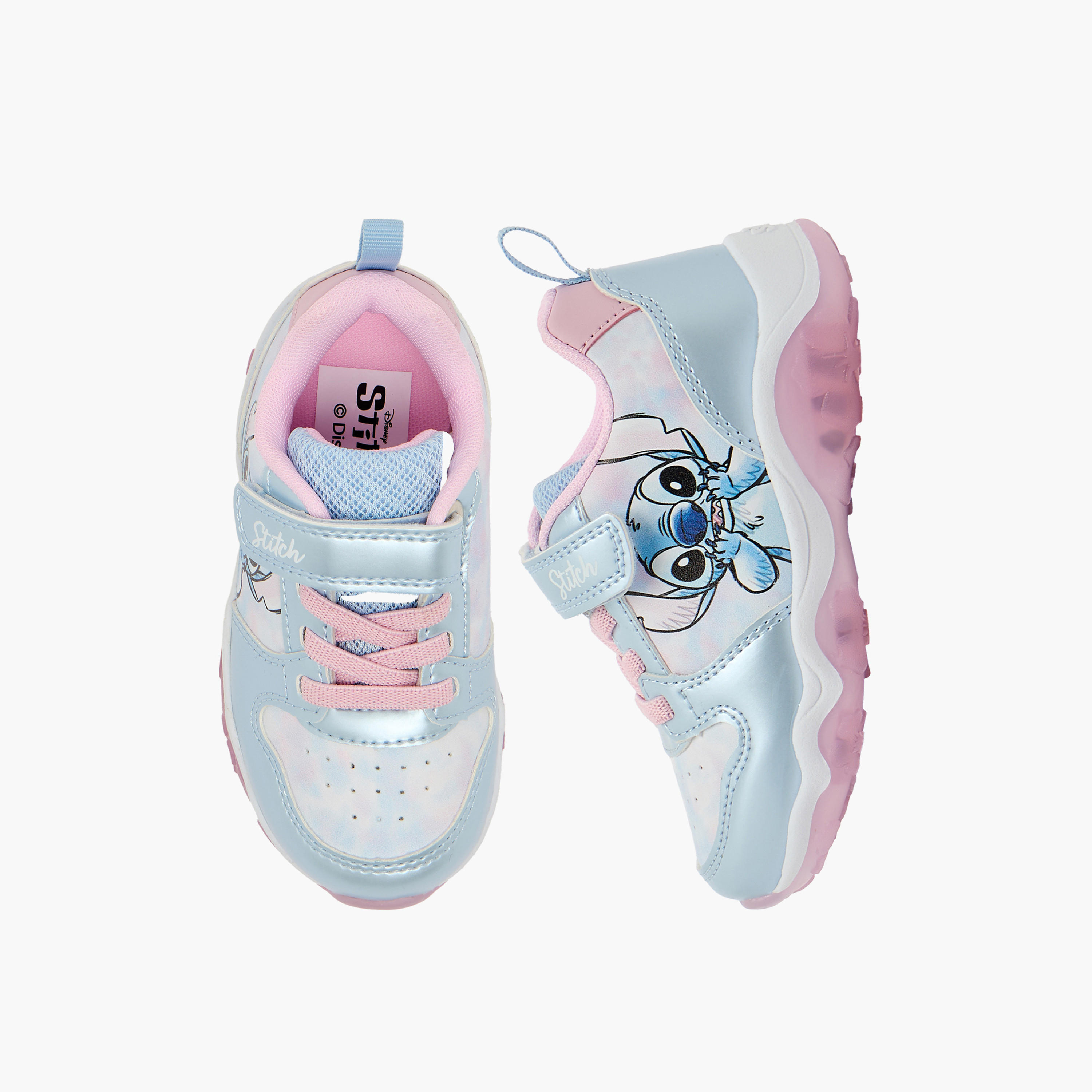 Disney Stitch Print Light-Up Hook & Loop Ankle Sneakers-girls-shoes-sneakers-image-1