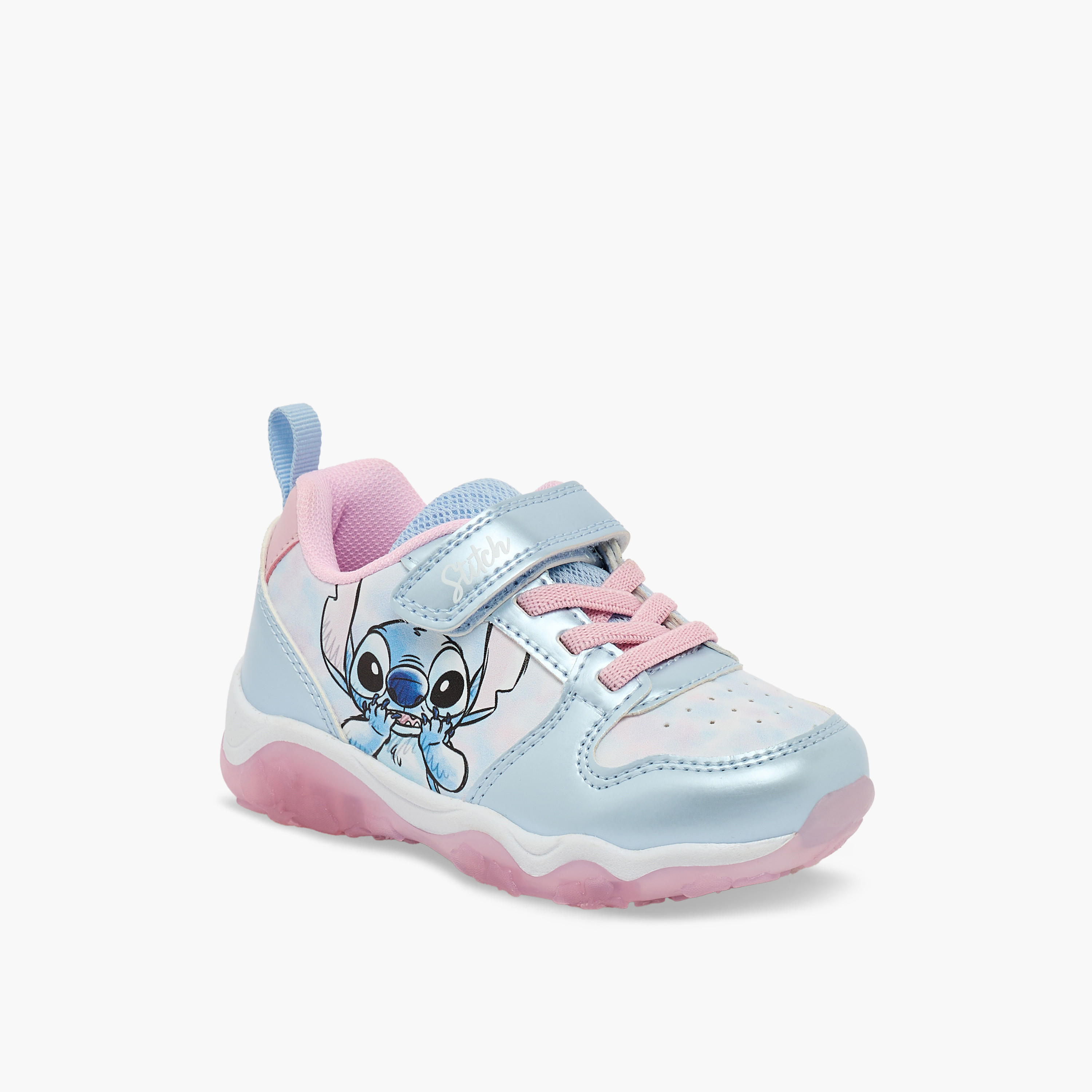 Disney Stitch Print Light-Up Hook & Loop Ankle Sneakers-girls-shoes-sneakers-image-2