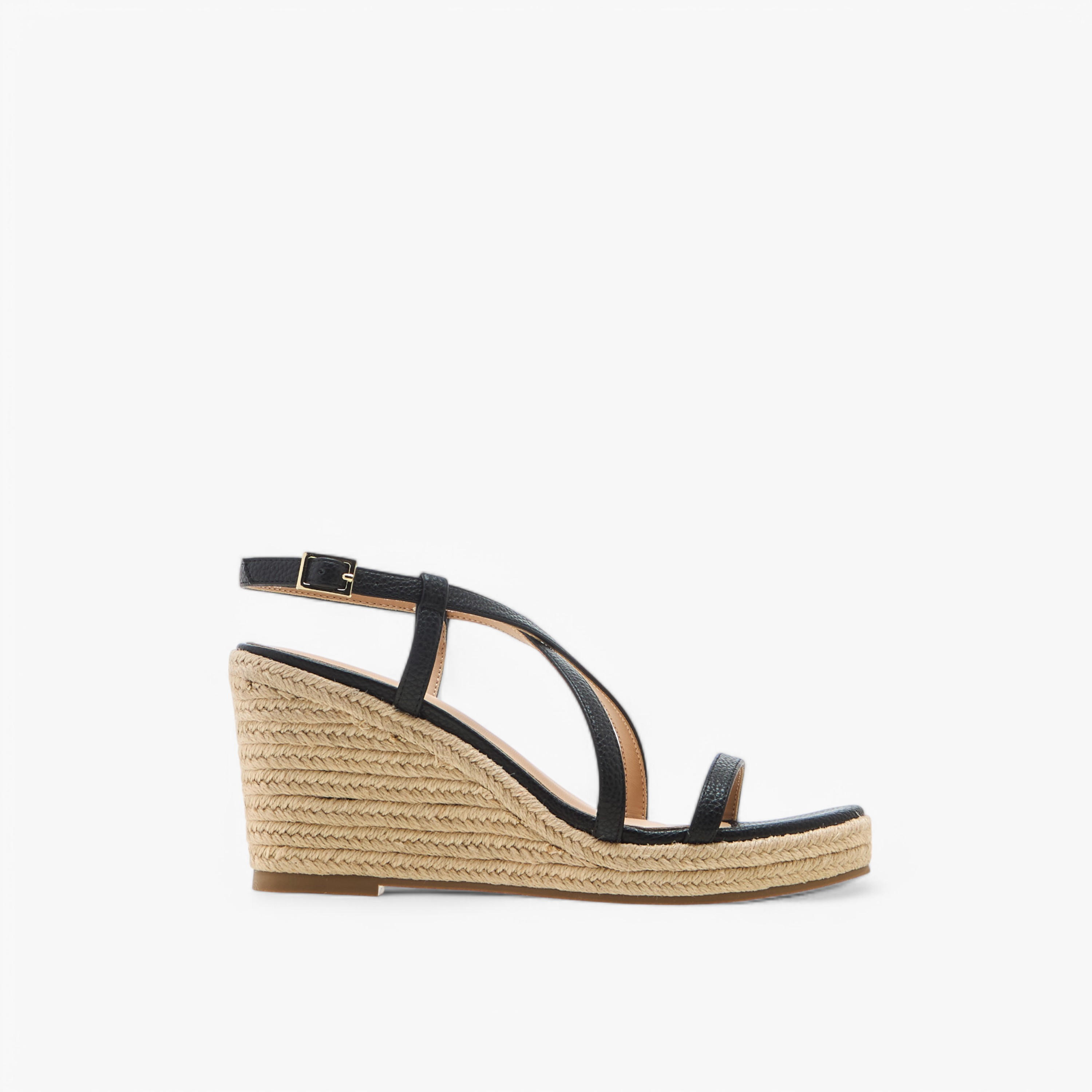Flora Bella Textured Cross Strap Wedge Heel Sandals with Buckle Closure-women-shoes-sandals-heeled-image-3