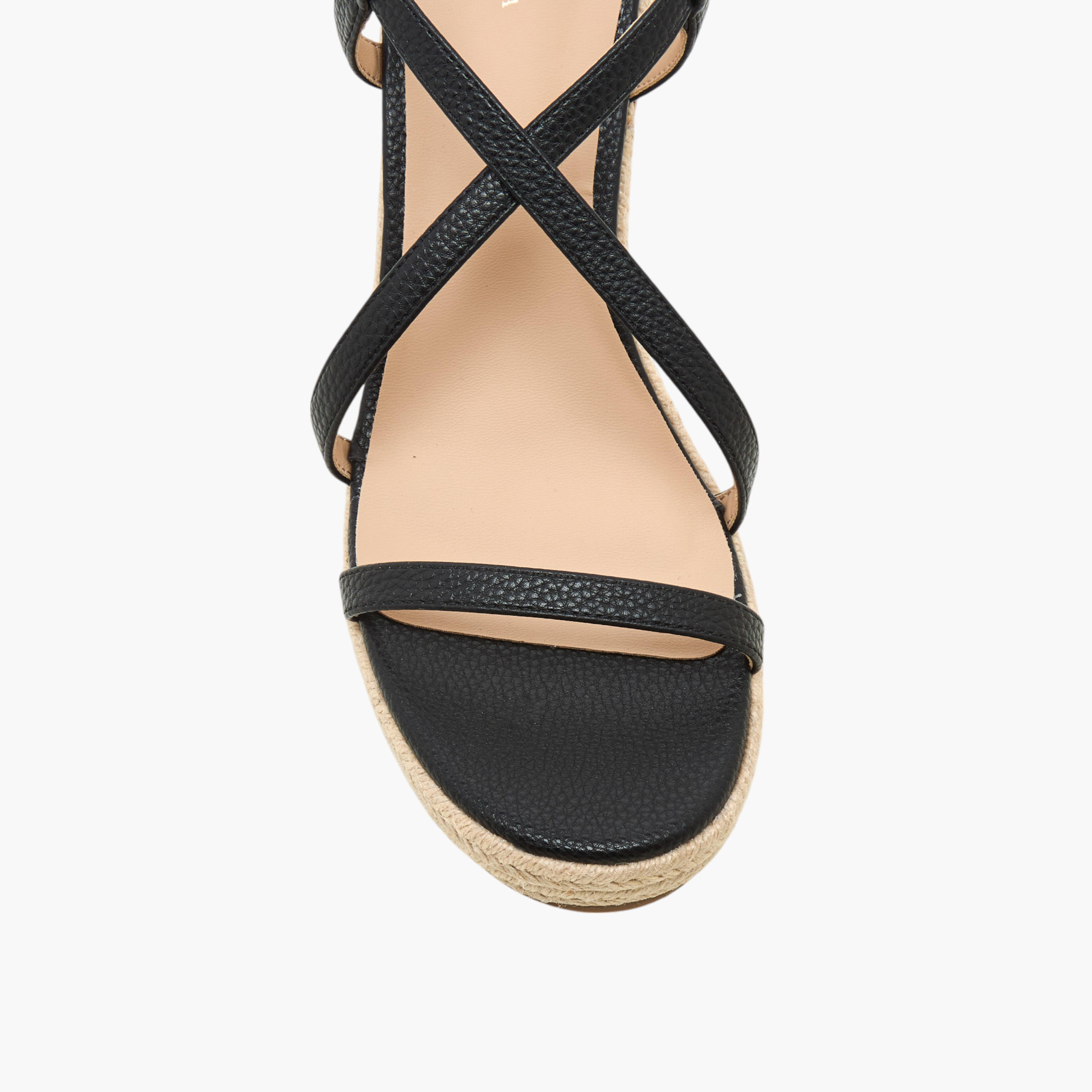 Flora Bella Textured Cross Strap Wedge Heel Sandals with Buckle Closure-women-shoes-sandals-heeled-image-4