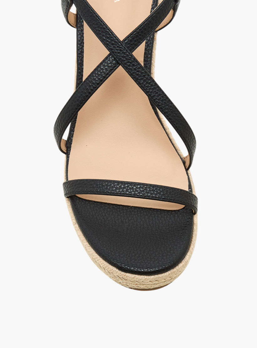 Flora Bella Textured Cross Strap Wedge Heel Sandals with Buckle Closure-women-shoes-sandals-heeled-image-4