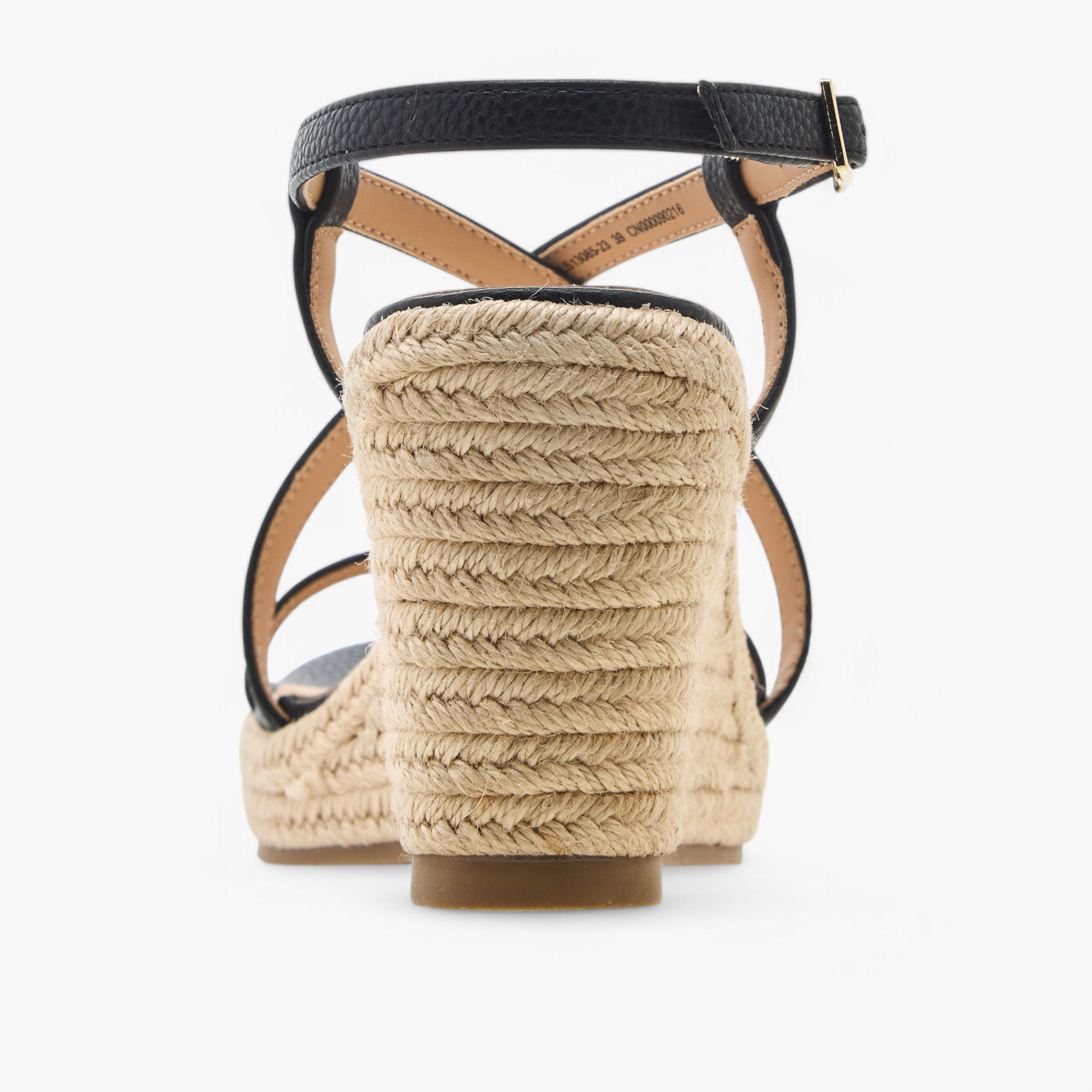 Flora Bella Textured Cross Strap Wedge Heel Sandals with Buckle Closure-women-shoes-sandals-heeled-image-5