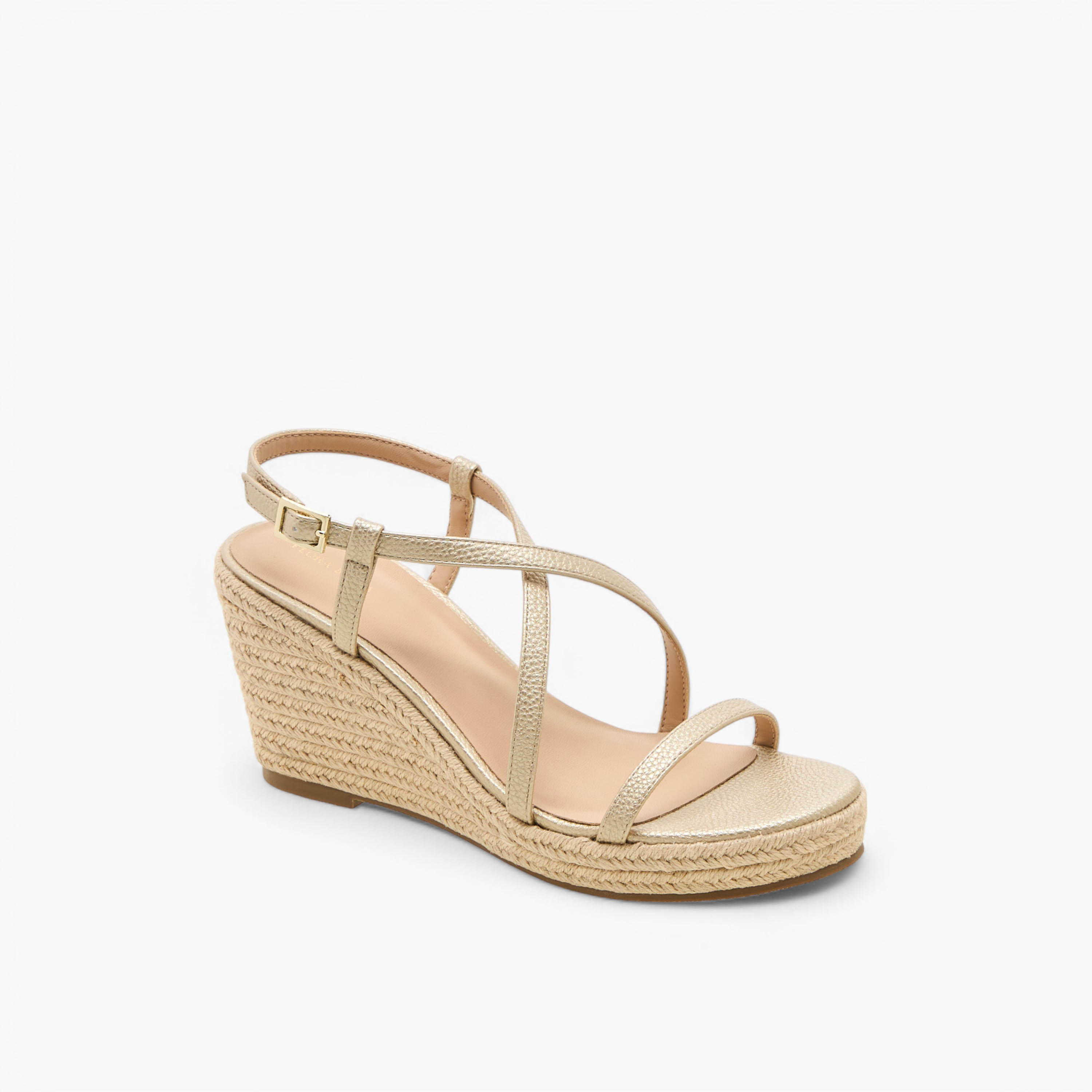 صندل بأحزمة متقاطعة بارزة الملمس وبكعب ويدج وإبزيم إغلاق من فلورا بيلا-women-shoes-sandals-heeled-image-2