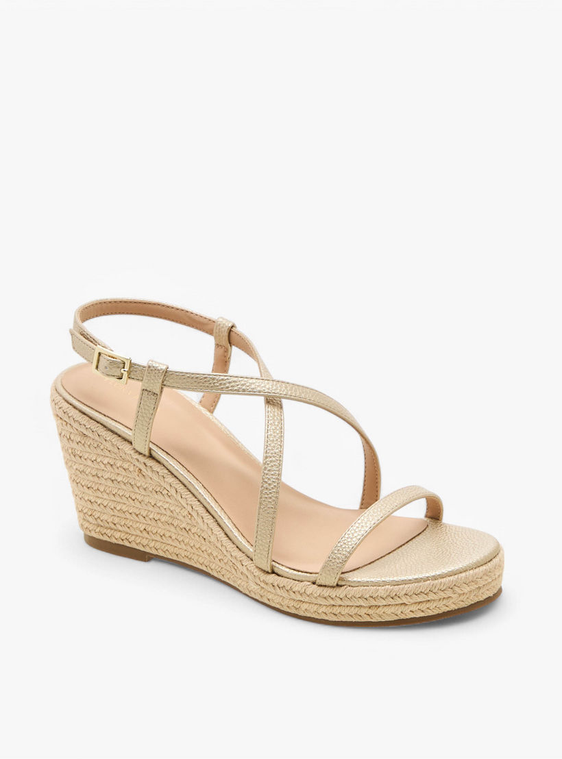 صندل بأحزمة متقاطعة بارزة الملمس وبكعب ويدج وإبزيم إغلاق من فلورا بيلا-women-shoes-sandals-heeled-image-2