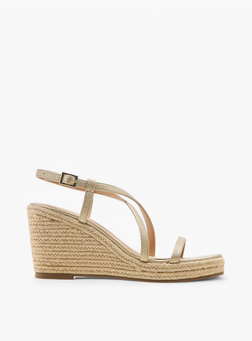 صندل بأحزمة متقاطعة بارزة الملمس وبكعب ويدج وإبزيم إغلاق من فلورا بيلا-women-shoes-sandals-heeled-image-3