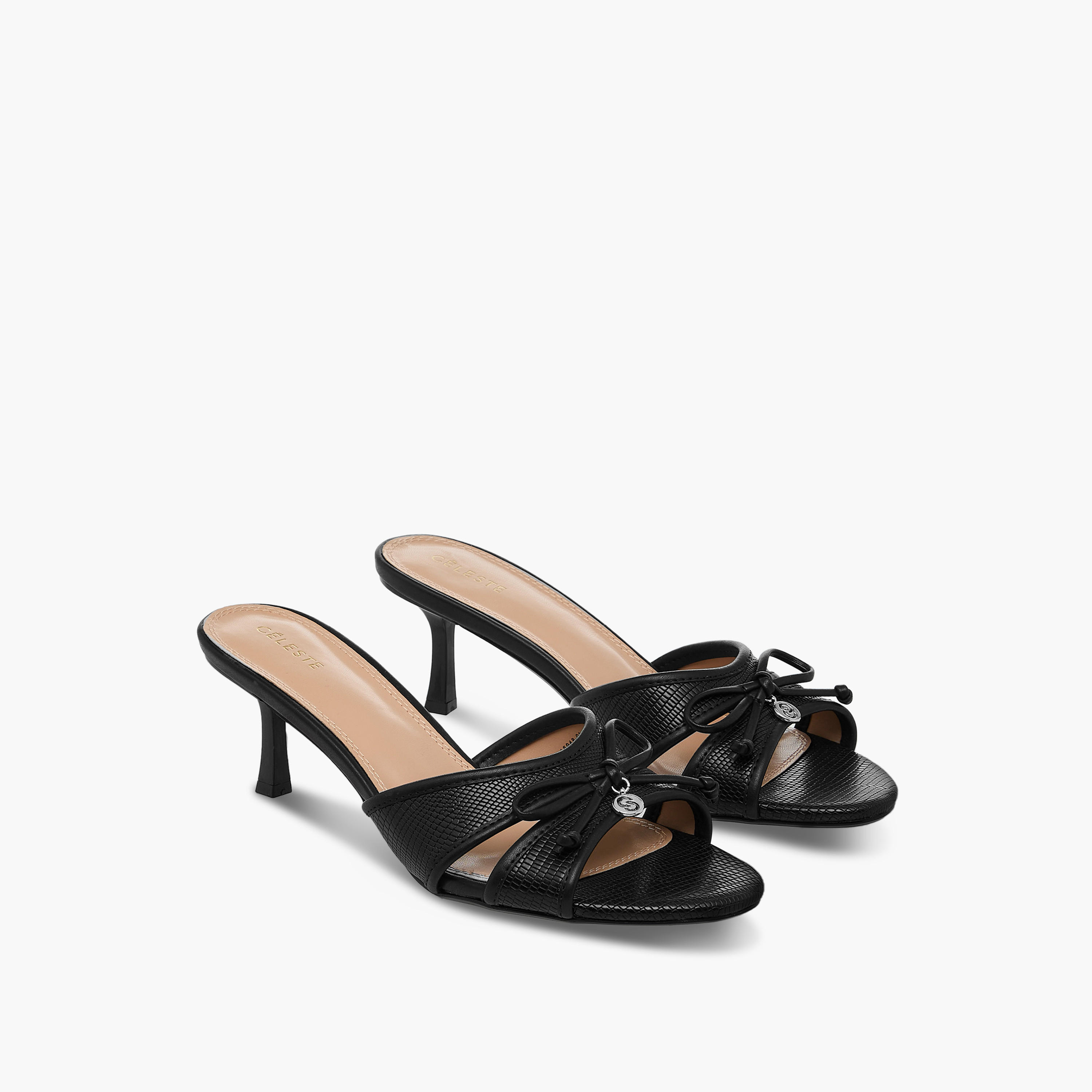 صندل بتفاصيل فيونكة سهل الارتداء مع كعب مدبب للنساء من سيليست-women-shoes-sandals-heeled-image-1