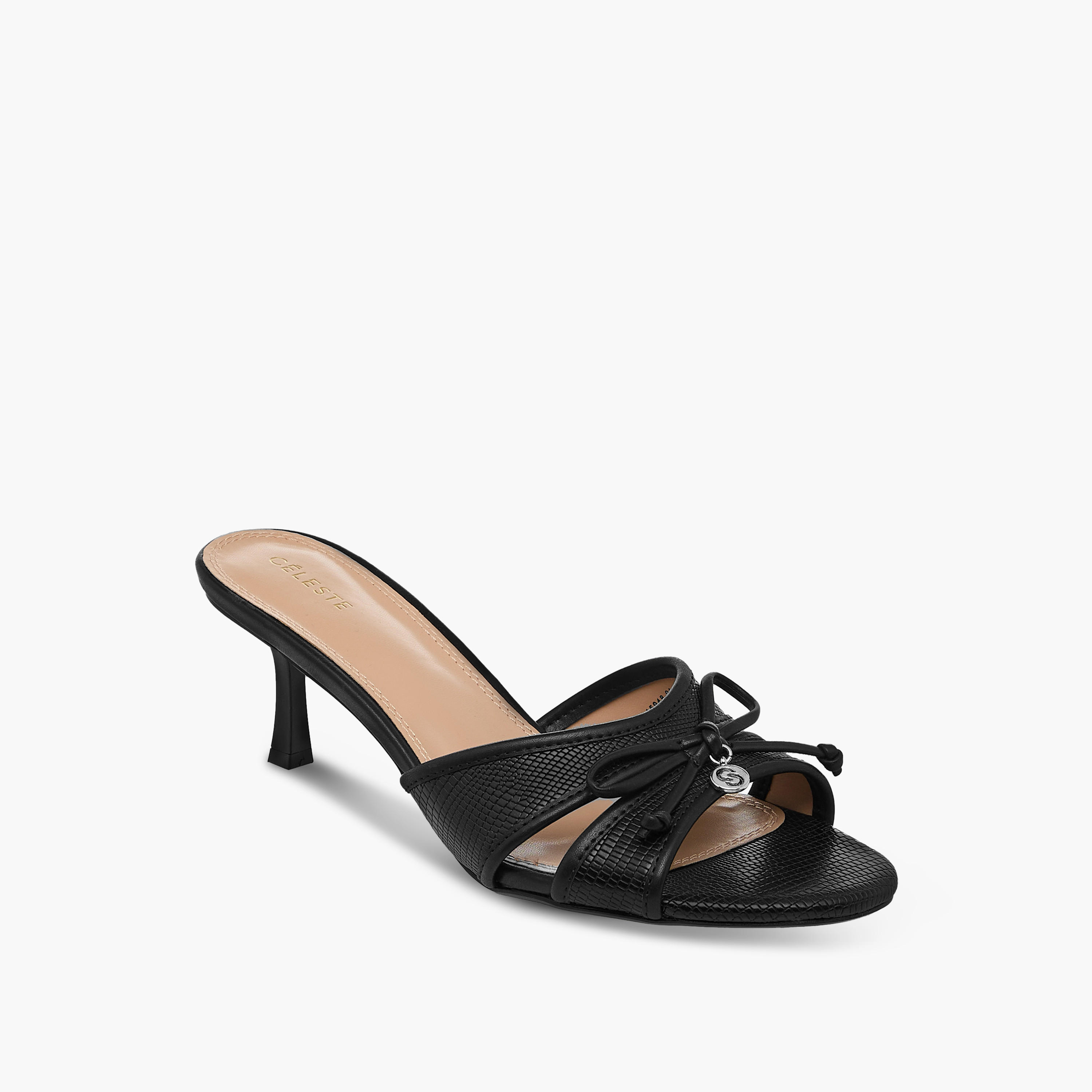 صندل بتفاصيل فيونكة سهل الارتداء مع كعب مدبب للنساء من سيليست-women-shoes-sandals-heeled-image-2