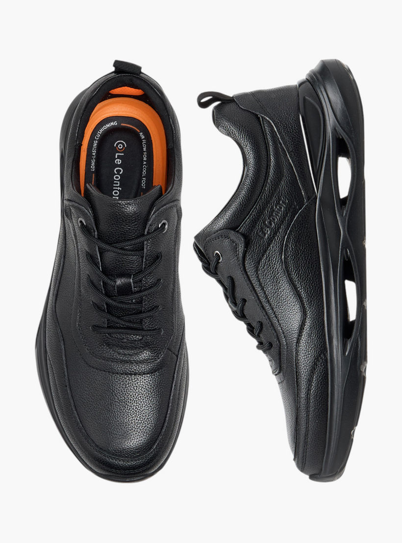 Le Confort Leather Panelled Lace-Up Sneakers-men-shoes-sneakers-image-1