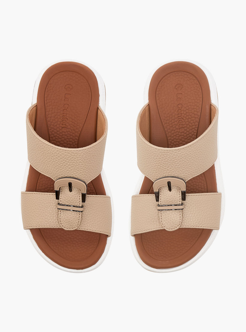 Le Confort Textured Arabic Comfort Sandals with Buckle Detail-boys-shoes-sandals-image-1
