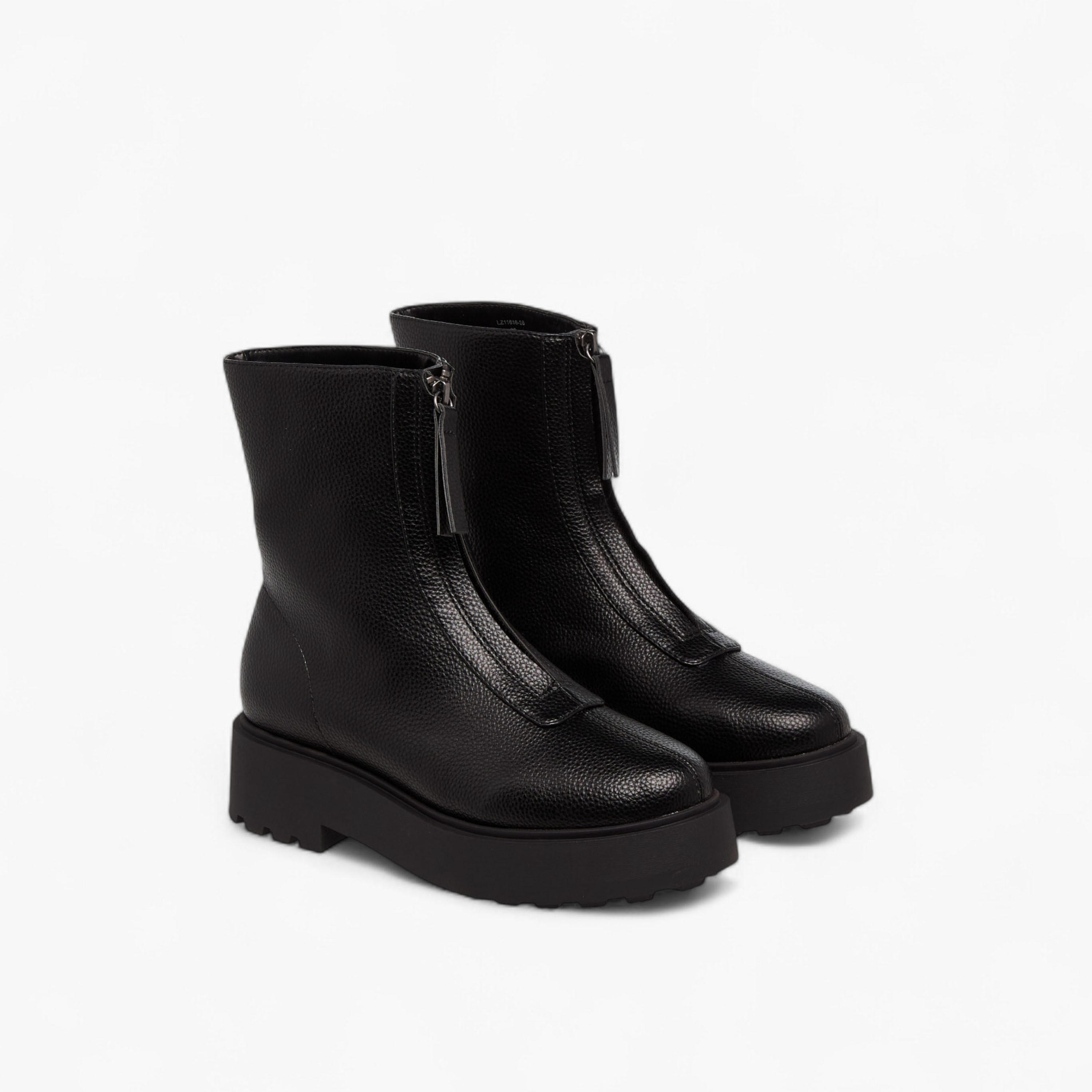 Celeste Women's Textured Ankle Boots with Zip Closure-women-shoes-boots-image-1