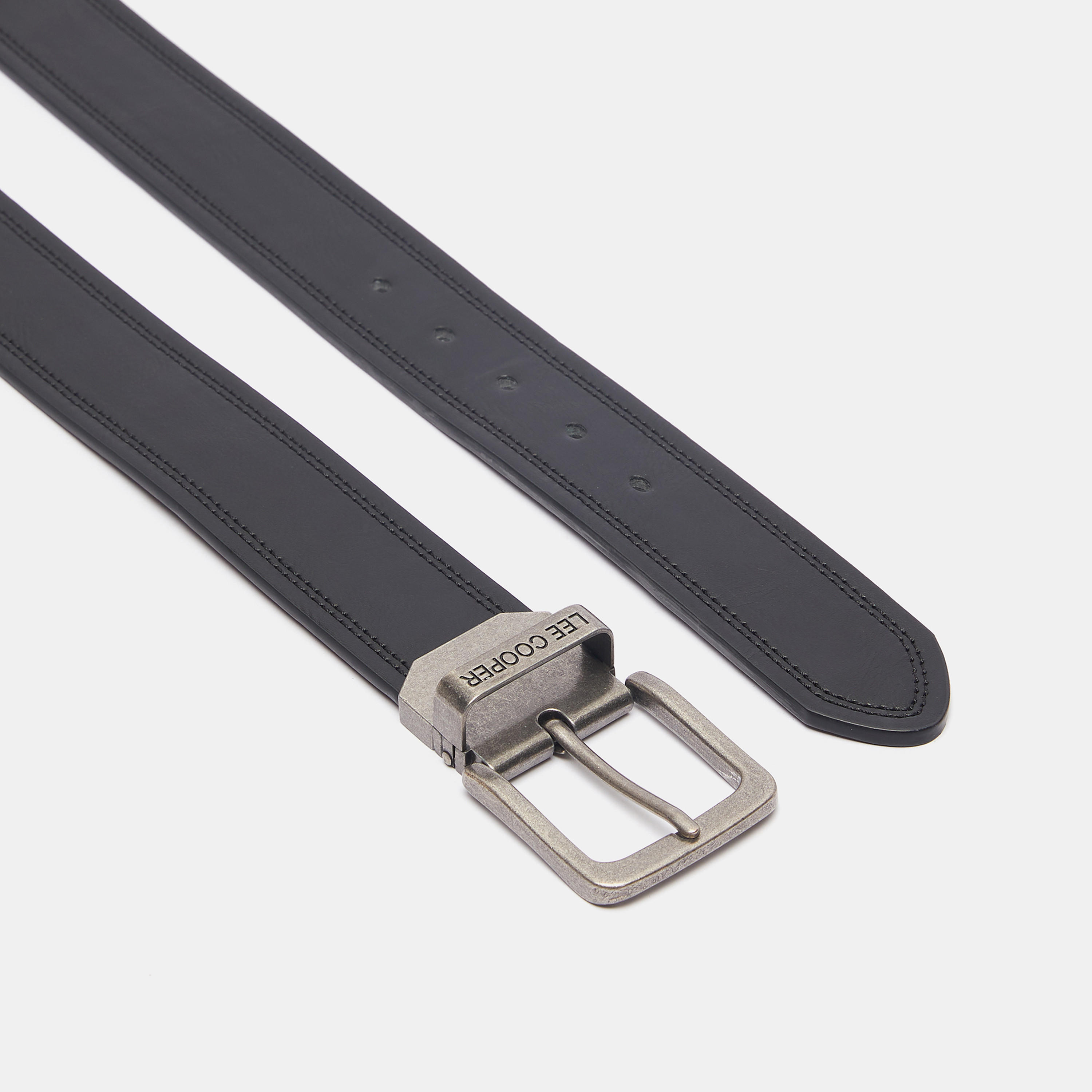 Lee Cooper Solid Belt with Pin Buckle Closure and Stitch Detailing-men-beltsandwallets-belts-image-4
