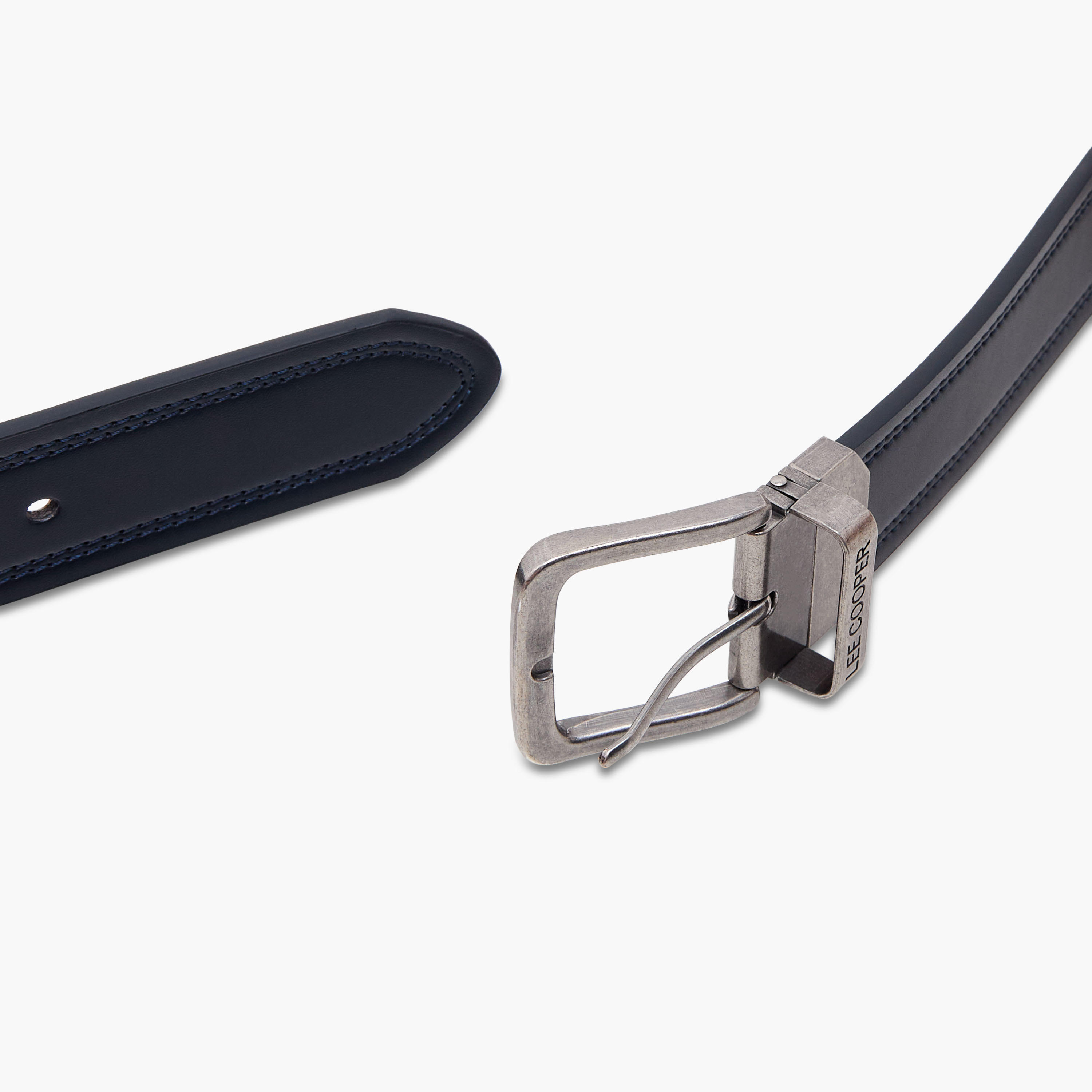 Lee Cooper Solid Belt with Pin Buckle Closure and Stitch Detailing-men-beltsandwallets-belts-image-5