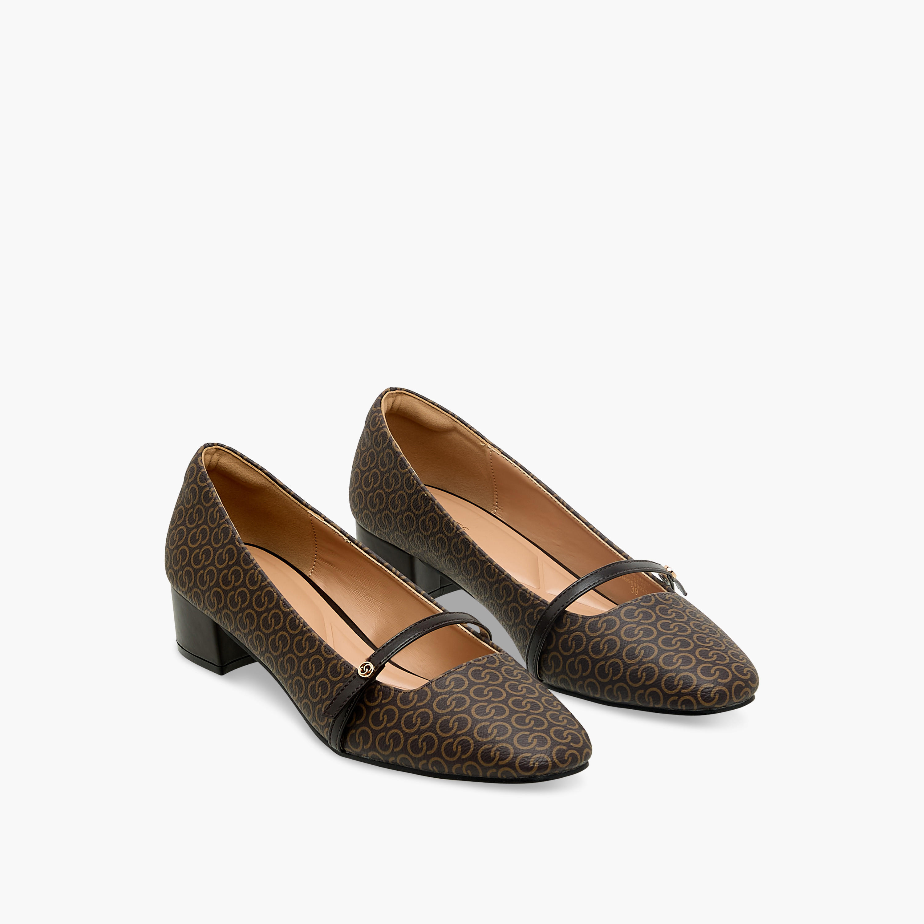 حذاء بكعب عريض وطبعات مونوجرام للنساء من سيليست-women-shoes-heels-image-1