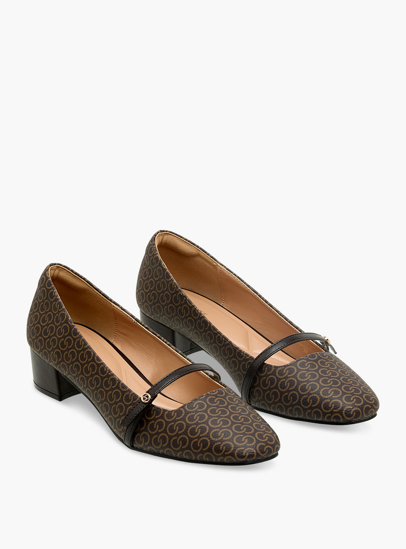 حذاء بكعب عريض وطبعات مونوجرام للنساء من سيليست-women-shoes-heels-image-1