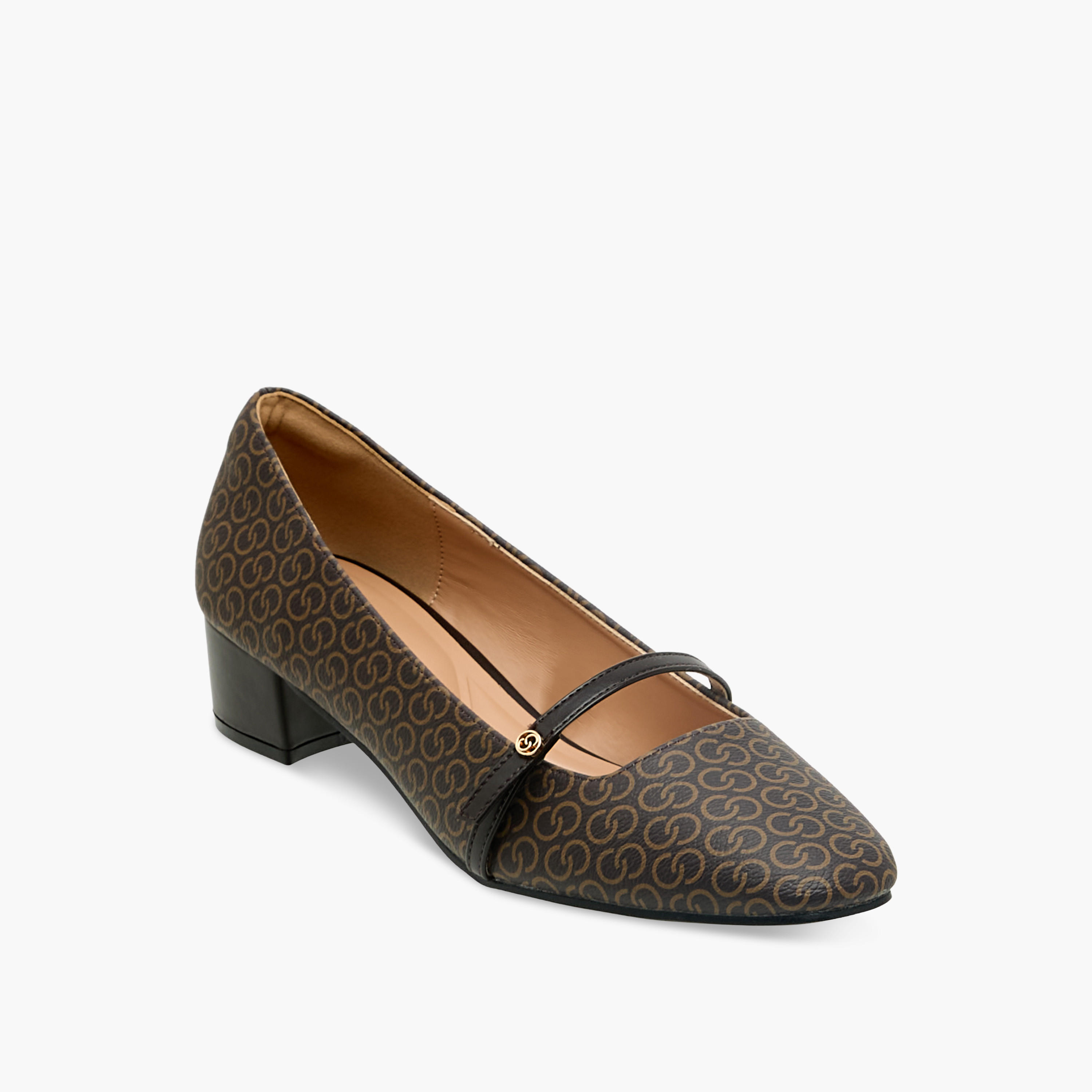 حذاء بكعب عريض وطبعات مونوجرام للنساء من سيليست-women-shoes-heels-image-3