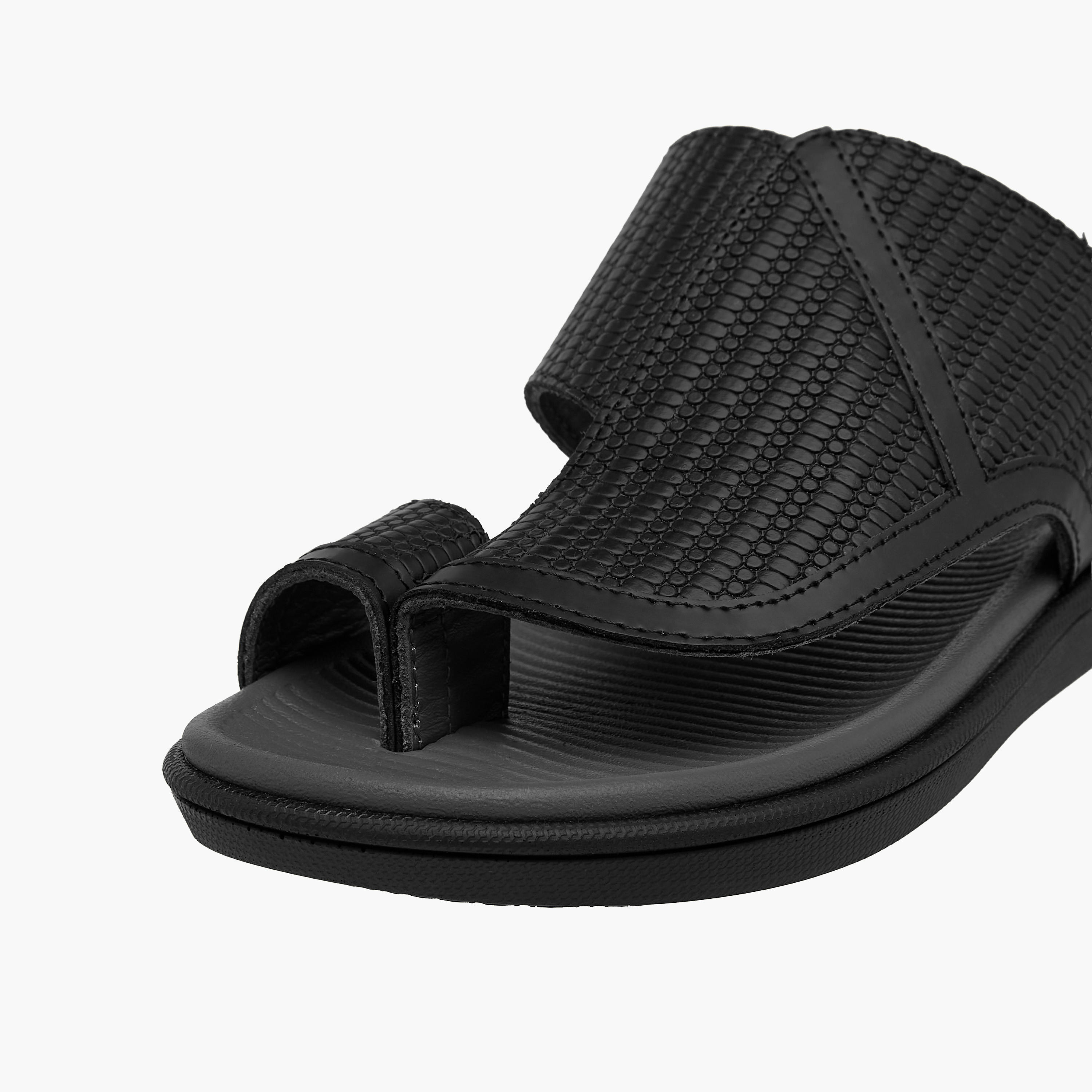 Al Waha Boys Toe Loop Detail Leather Arabic Sandals-boys-shoes-sandals-image-4