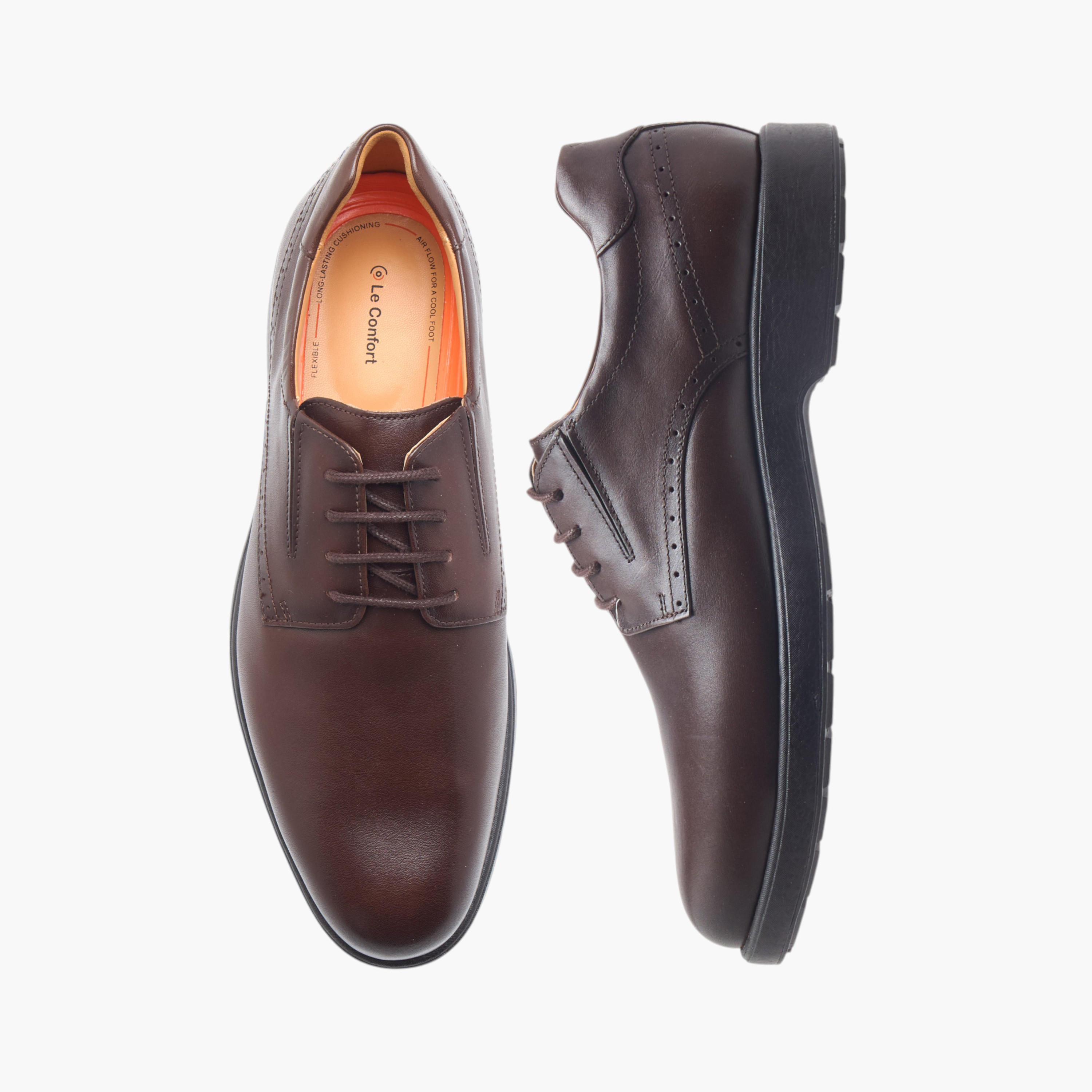 Le Confort Solid Leather Air Tech Derby Shoes with Lace-Up Closure-men-shoes-formalshoes-image-1