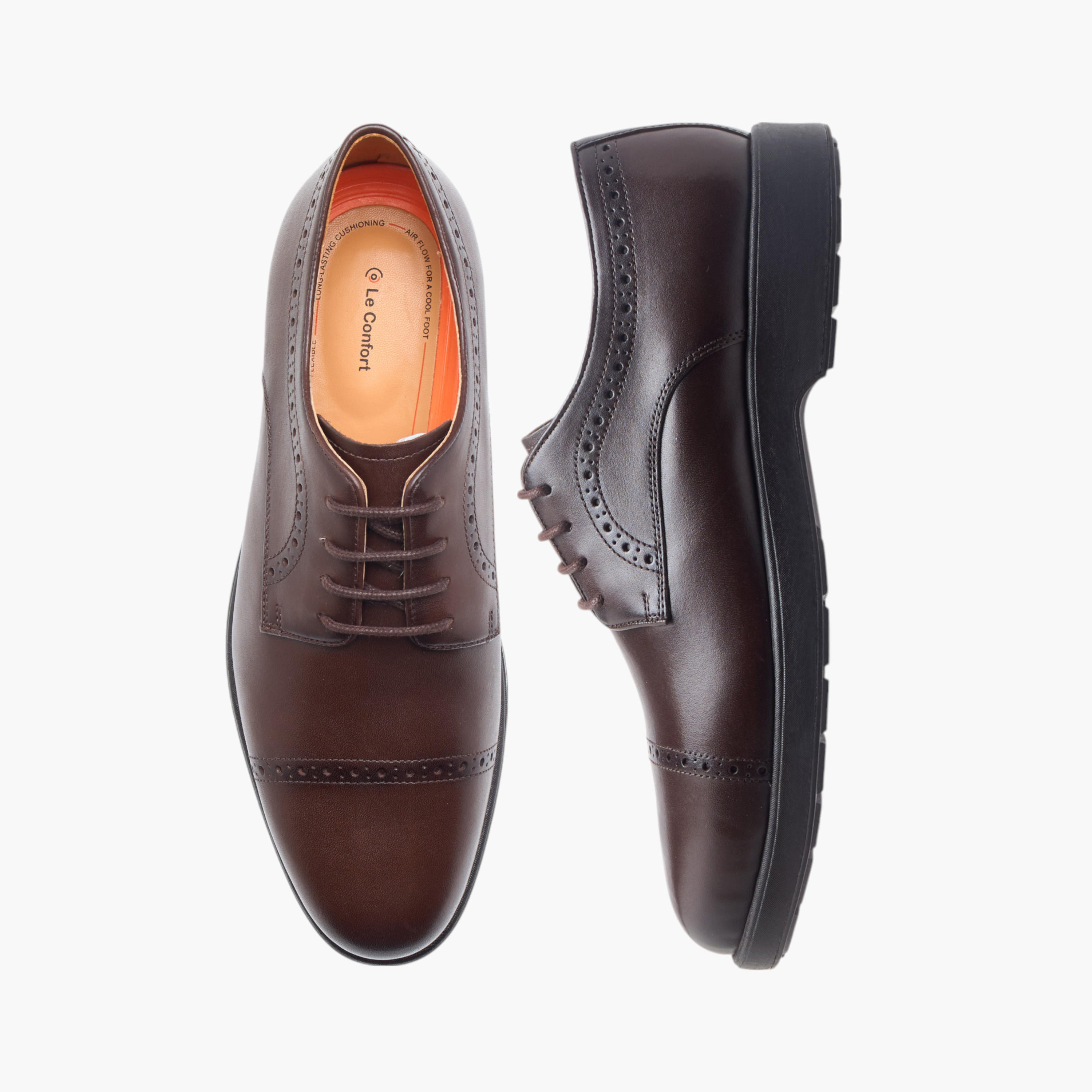 Le Confort Perforation Detail Leather Air Tech Derby Shoes with Lace-Up Closure-men-shoes-formalshoes-image-1