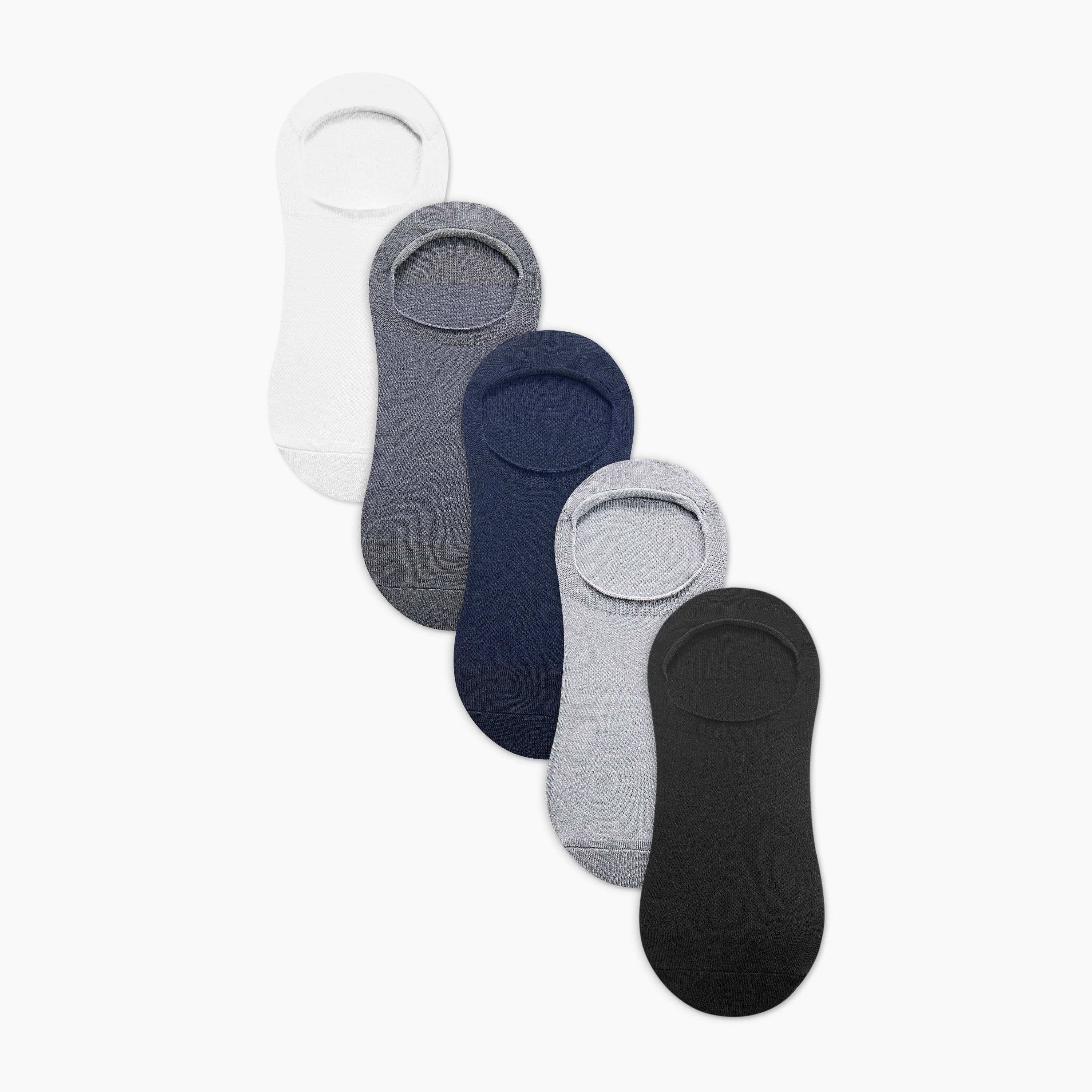 Gloo Textured Non Terry No Show Socks - Set of 5-men-socks-image-1