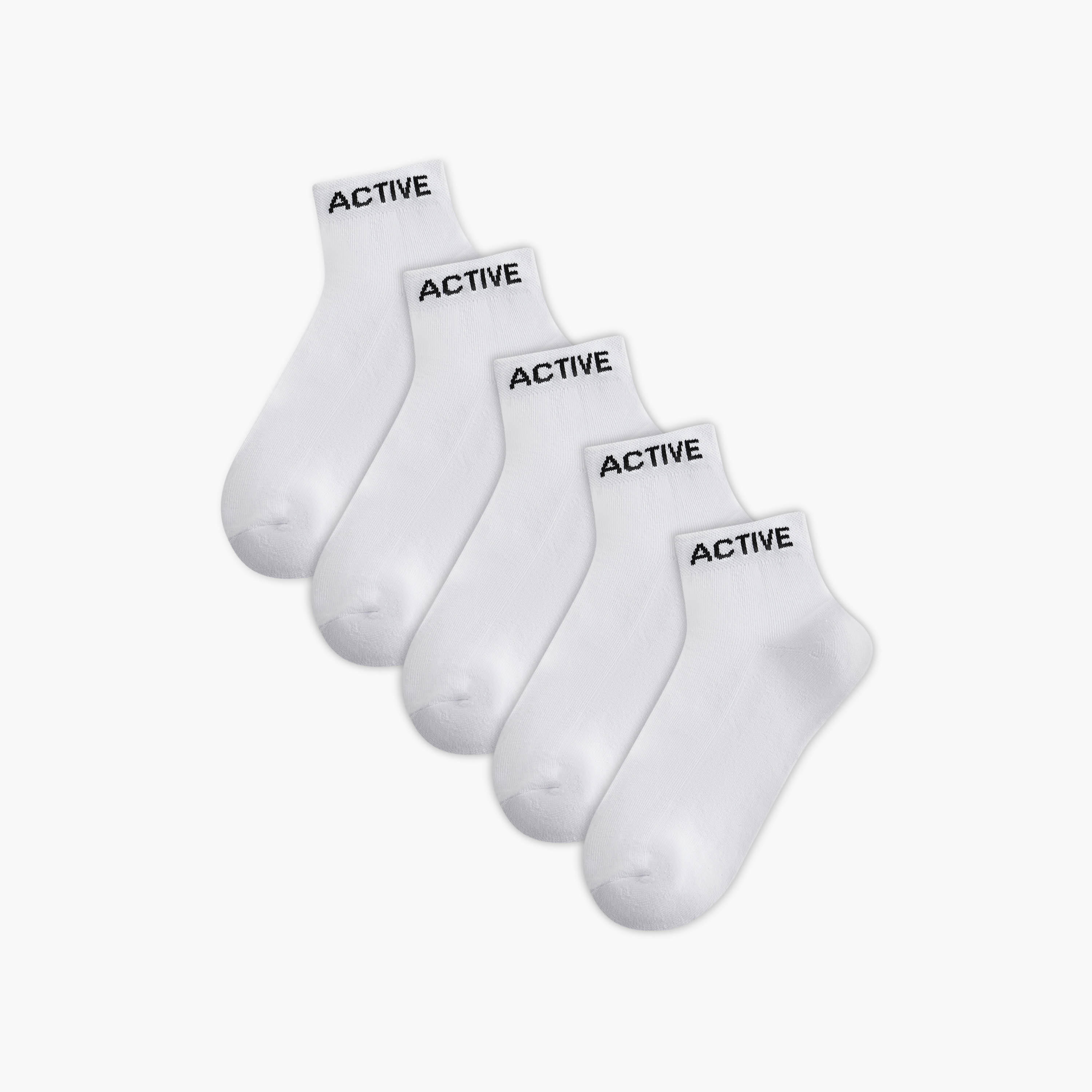 جوارب مبطنة نصف تيري طول الكاحل بطبعات من جلو - طقم من 5 أزواج-men-socks-image-1