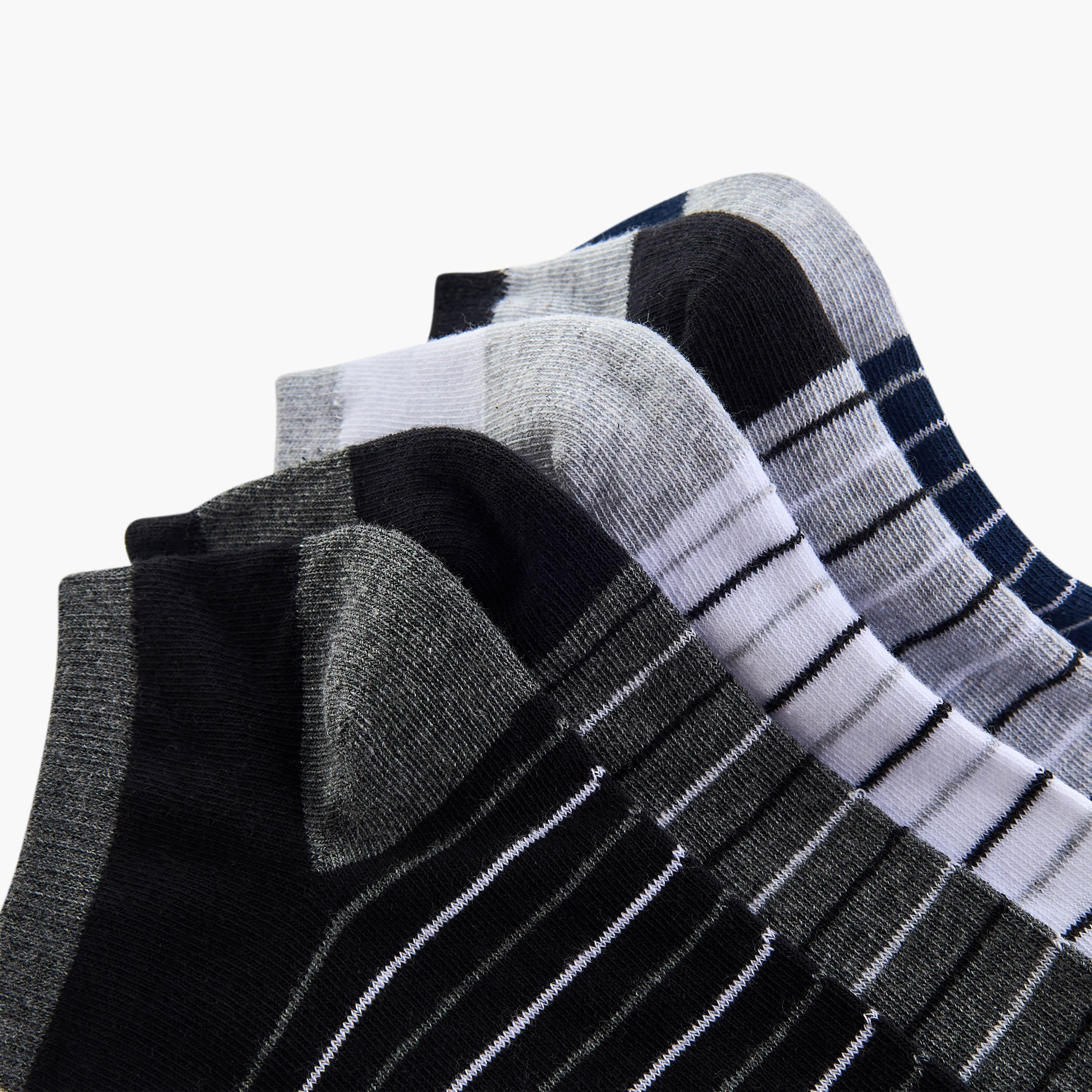 Gloo Striped Non Terry Ankle Length Socks - Set of 5-men-socks-image-4