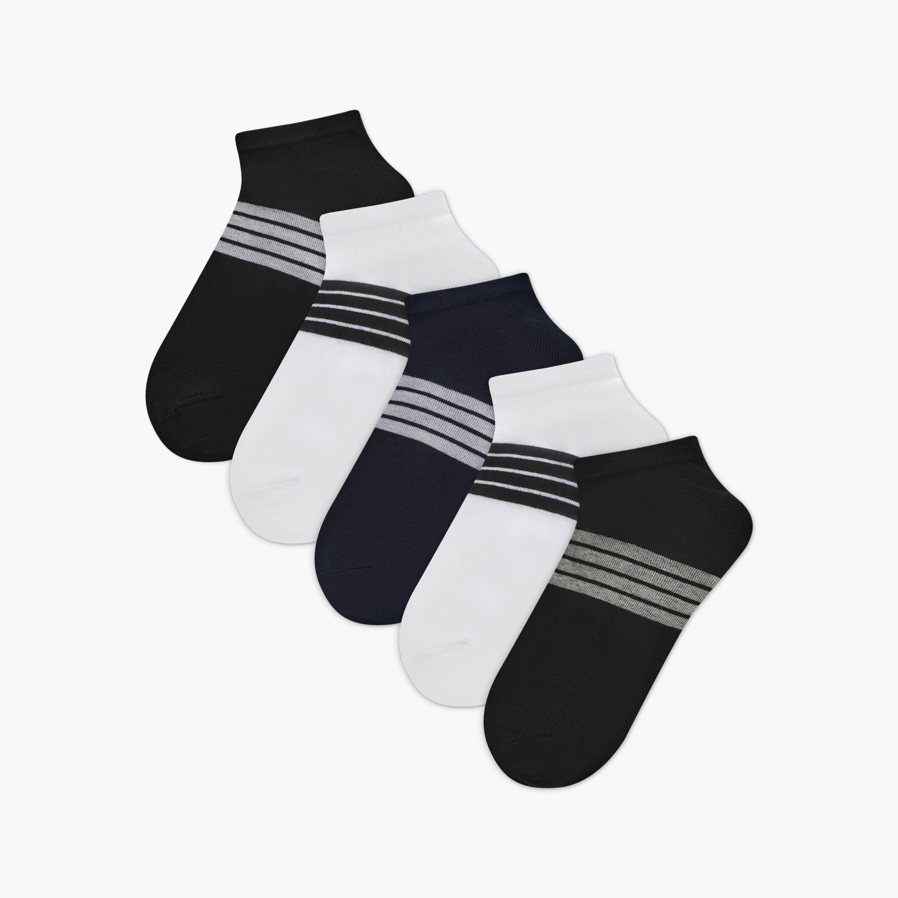 Gloo Men Socks Ankle Length Striped - Set of 5-men-socks-image-1