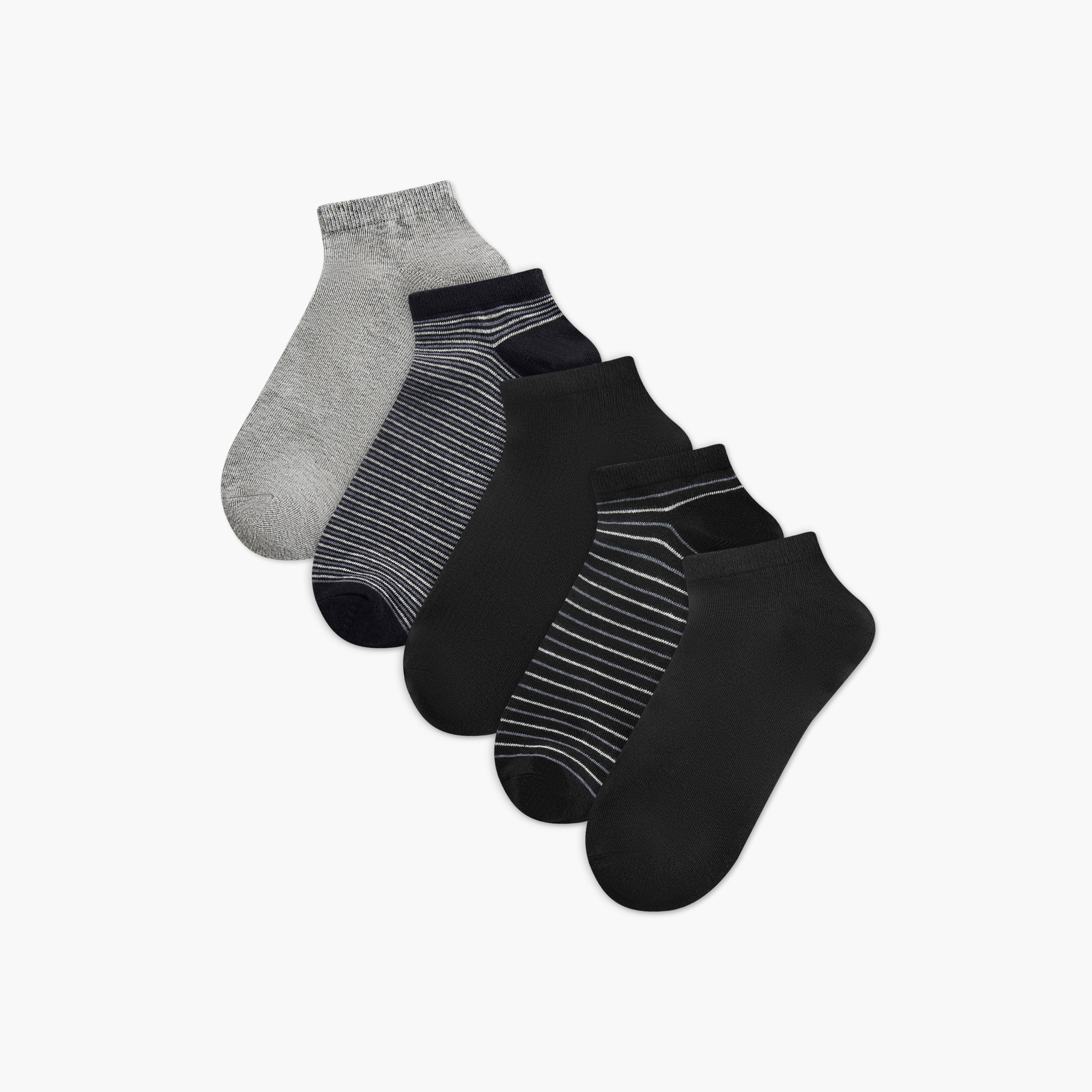 طقم جوارب بدون تيري 5 أزواج متنوعة بطول الكاحل من جلو-men-socks-image-1
