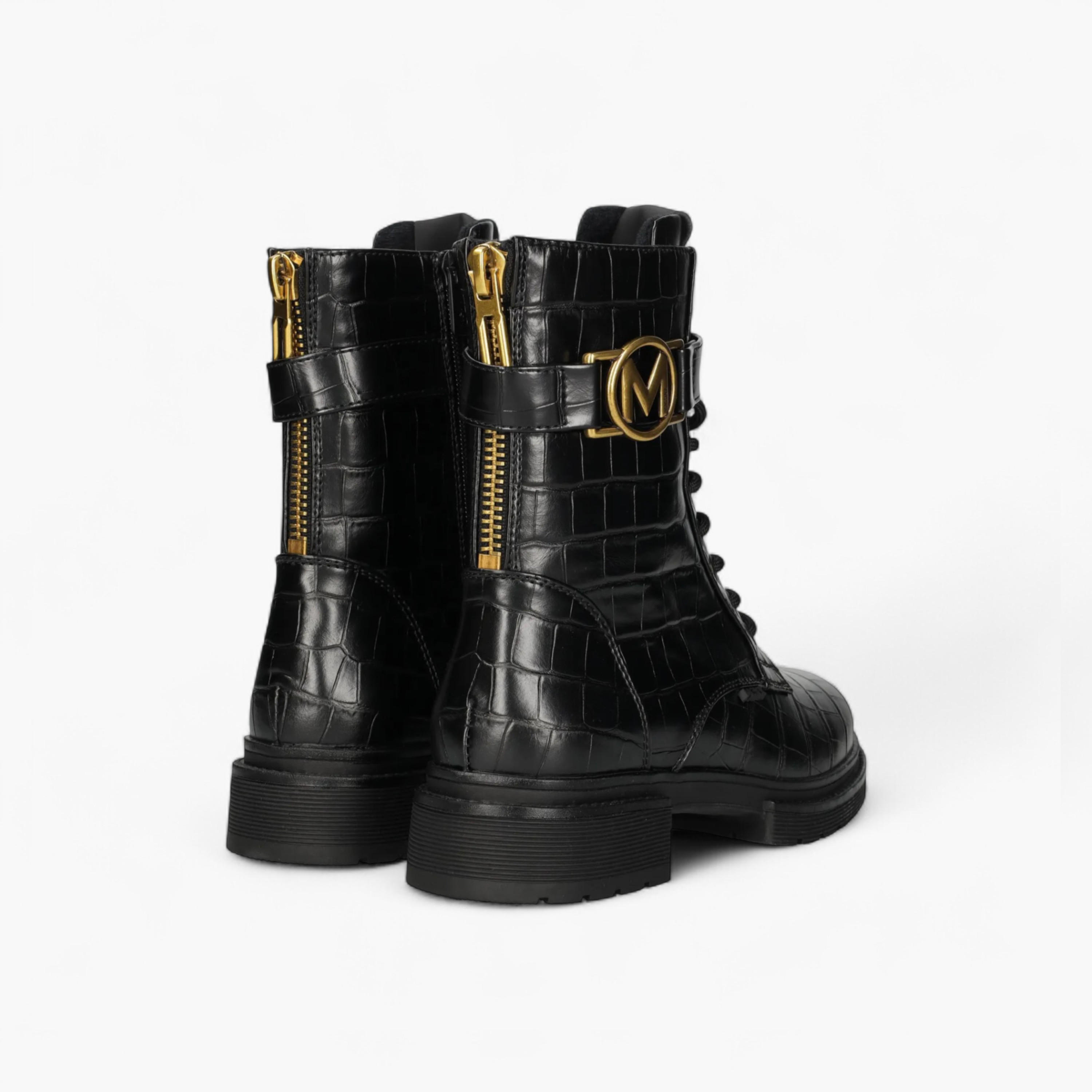 بوت بارز الملمس بطول الكاحل وبرباط إغلاق من ميكس-women-shoes-boots-image-3