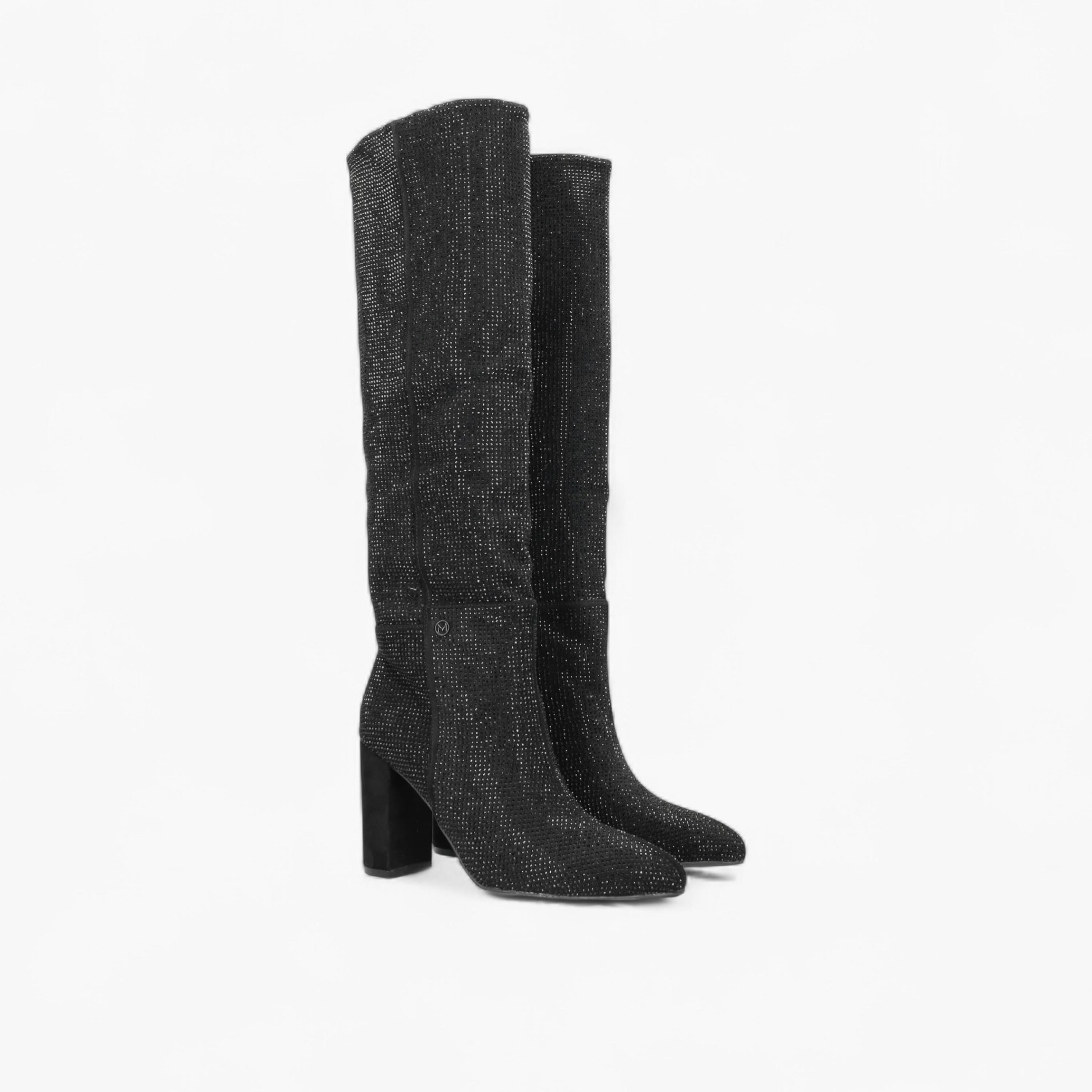 بوت طويل بتزيينات وبكعب عريض من ميكس-women-shoes-boots-image-1