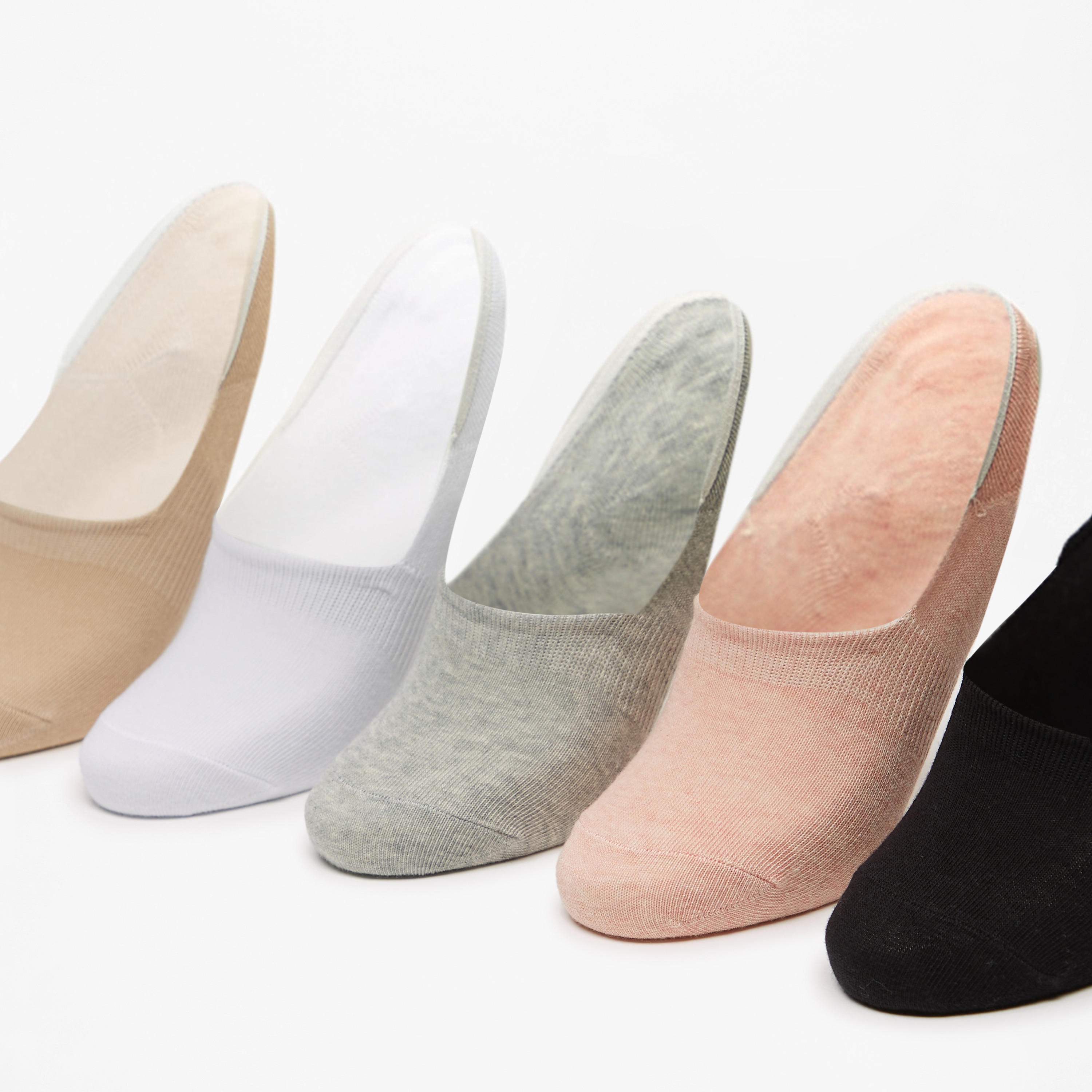Flora Bella Solid No Show Socks - Set of 5-women-socksandstockings-image-2