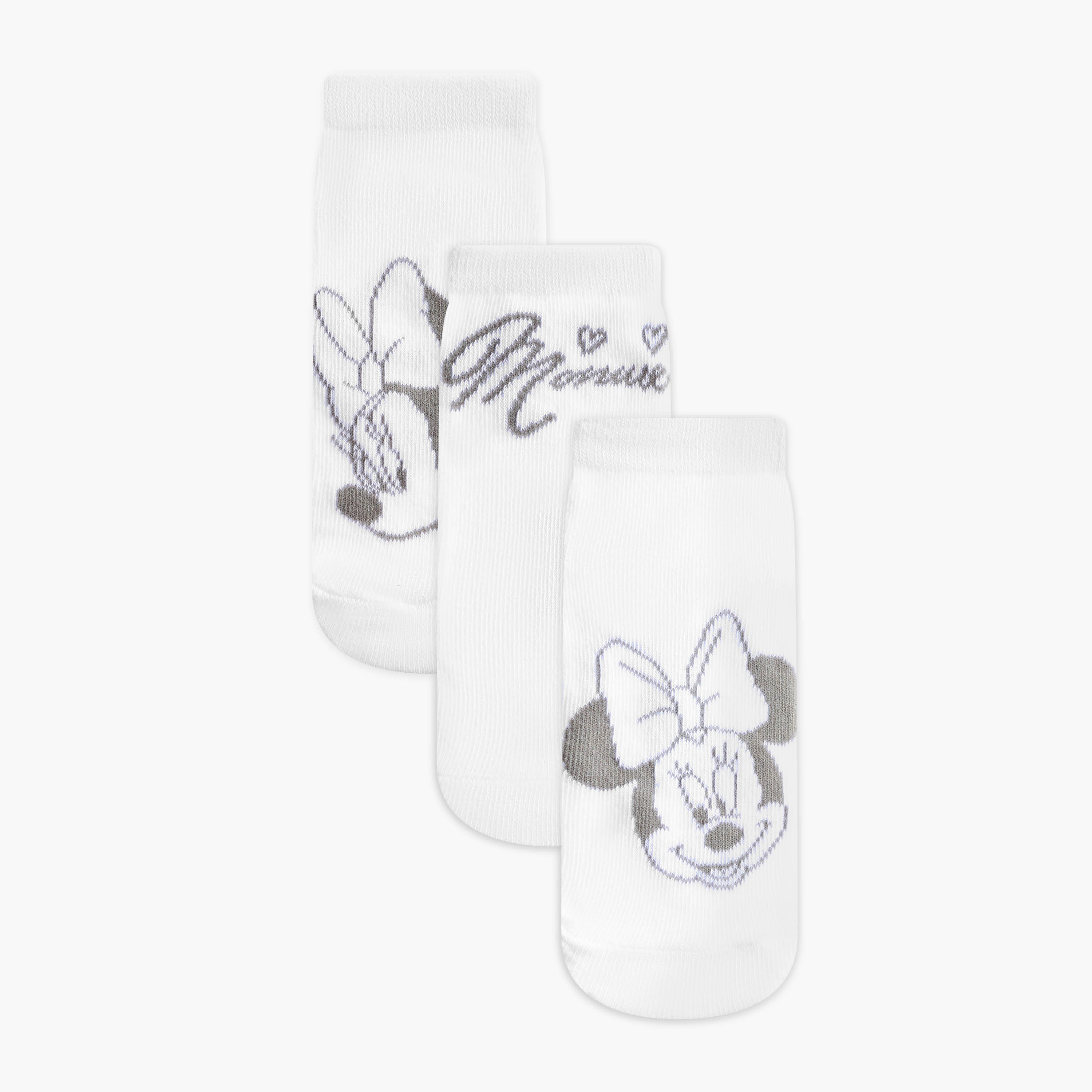 Disney Minnie Mouse Print Ankle Length Socks - Set of 3-girls-accessories-socks-image-1