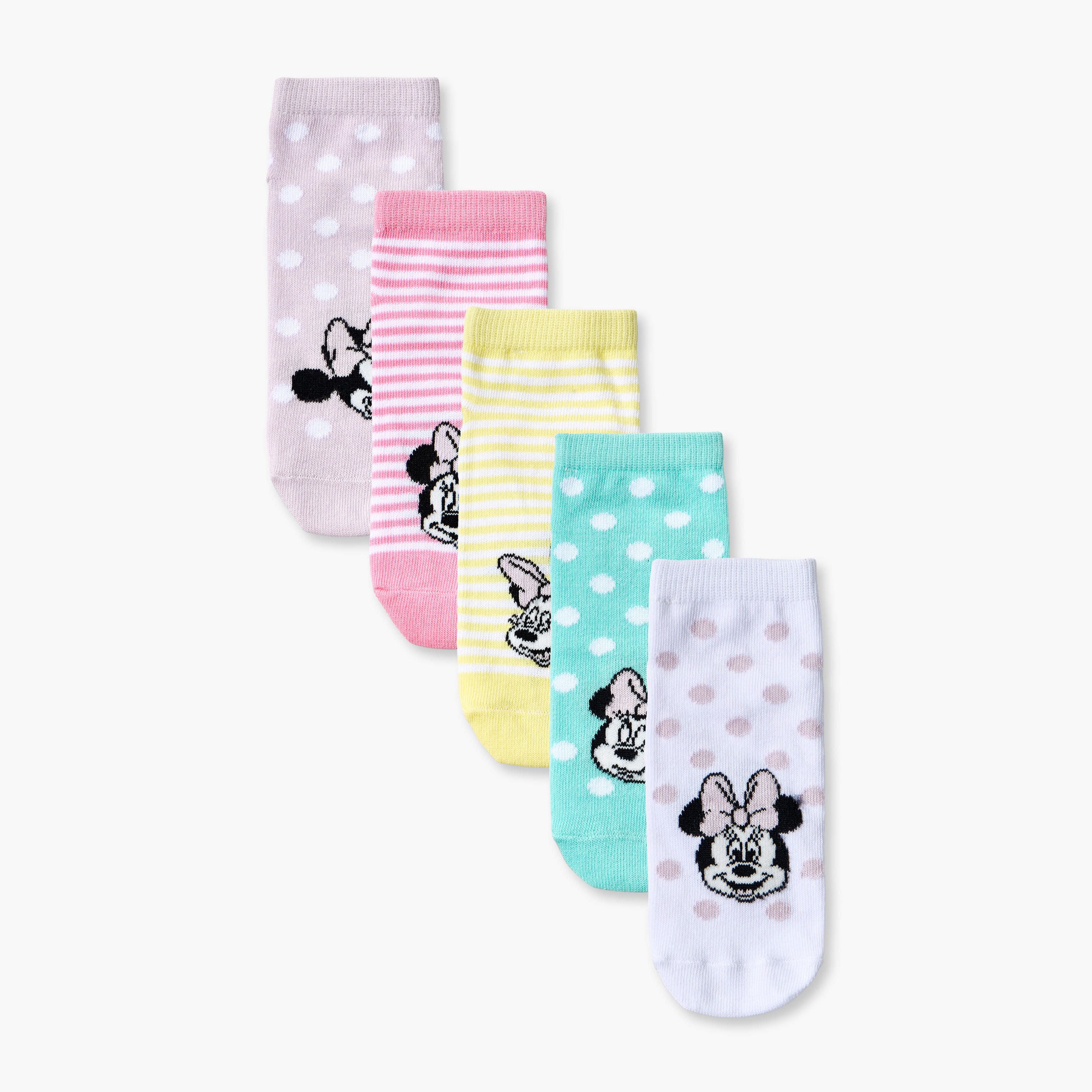 Pack of 5 Disney Ankle Length Girls Socks with Minnie Mouse Print-girls-accessories-socks-image-1