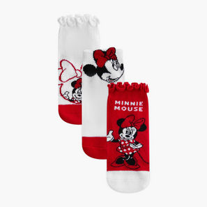 Disney Minnie Mouse Print Ankle Length Socks - Set of 3-girls-accessories-image-1