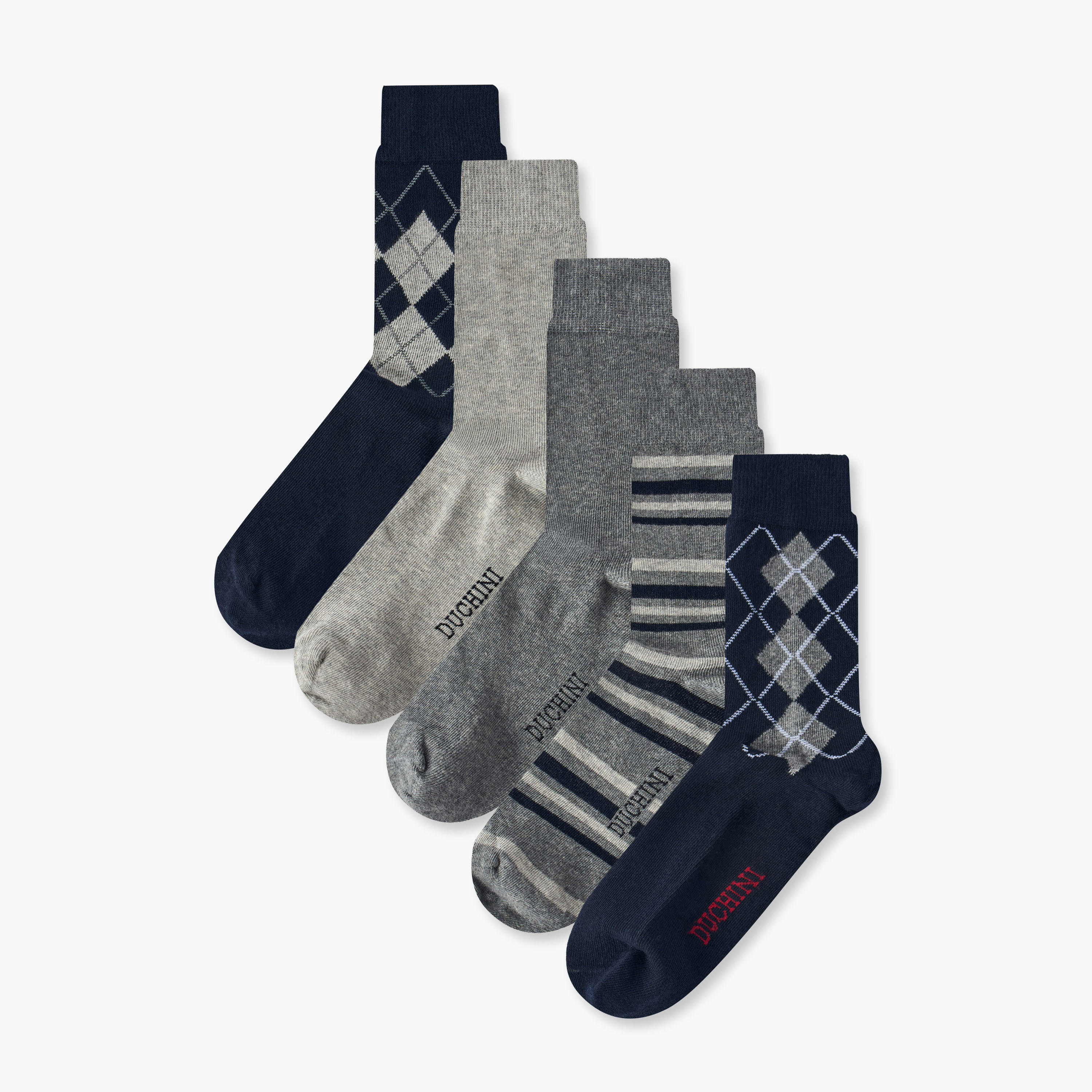 Duchini Pack of 5 Crew Length Cotton Socks-women-socksandstockings-image-1