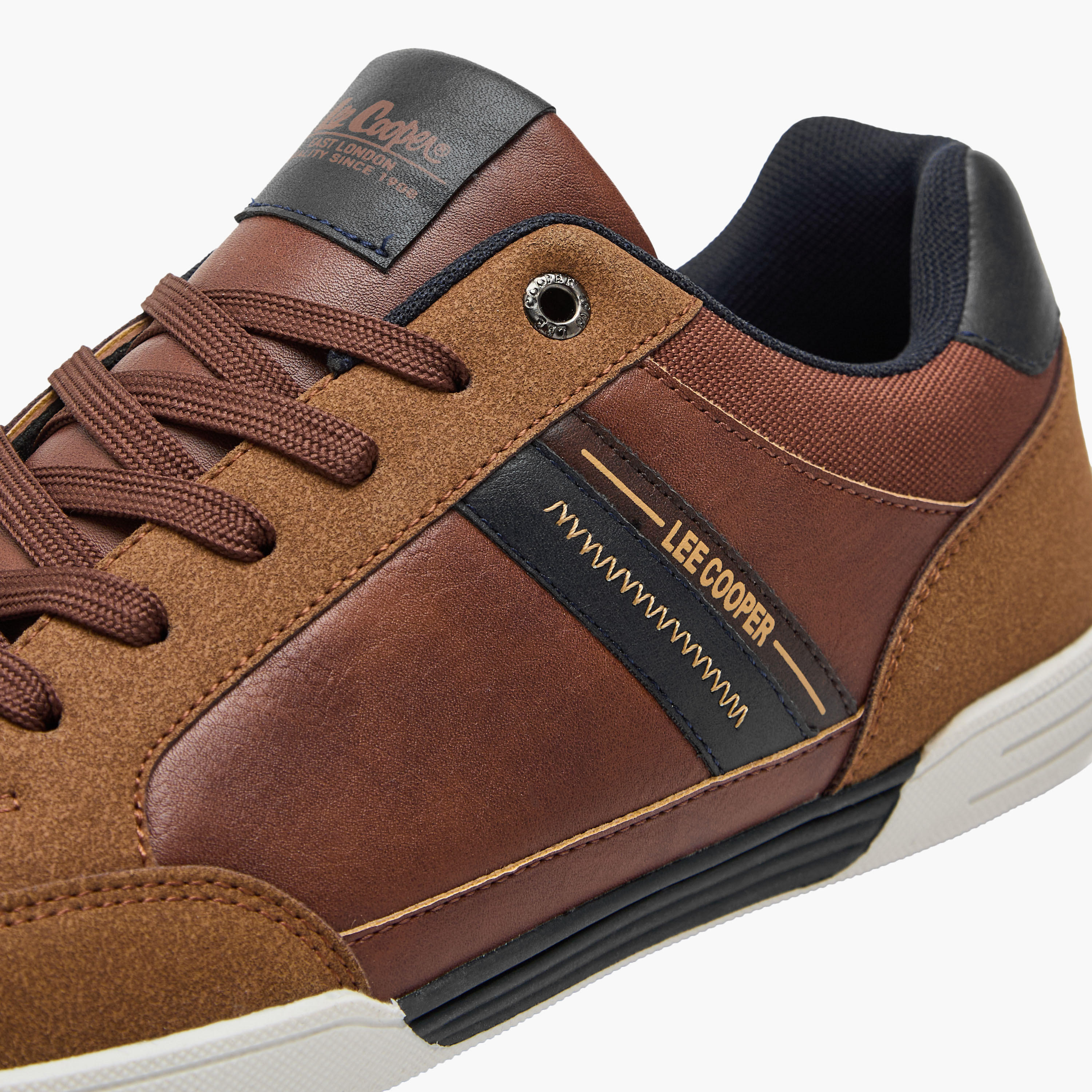 Lee Cooper Men's Panelled Sneakers with Lace-Up Closure-men-shoes-sneakers-image-4