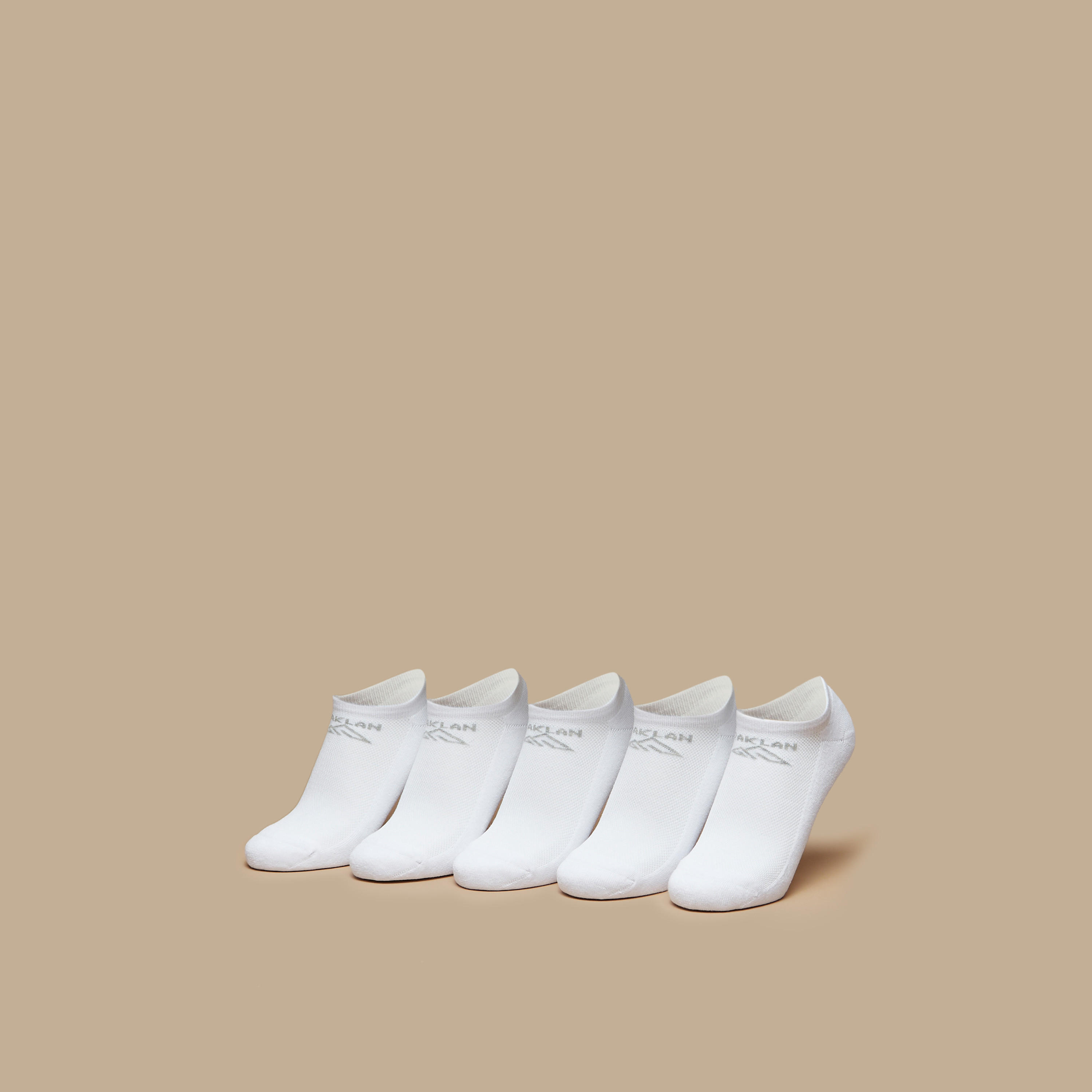 OAKLAN Logo Print Ankle Length Cushioned Sports Socks - Set of 5-women-socksandstockings-image-1