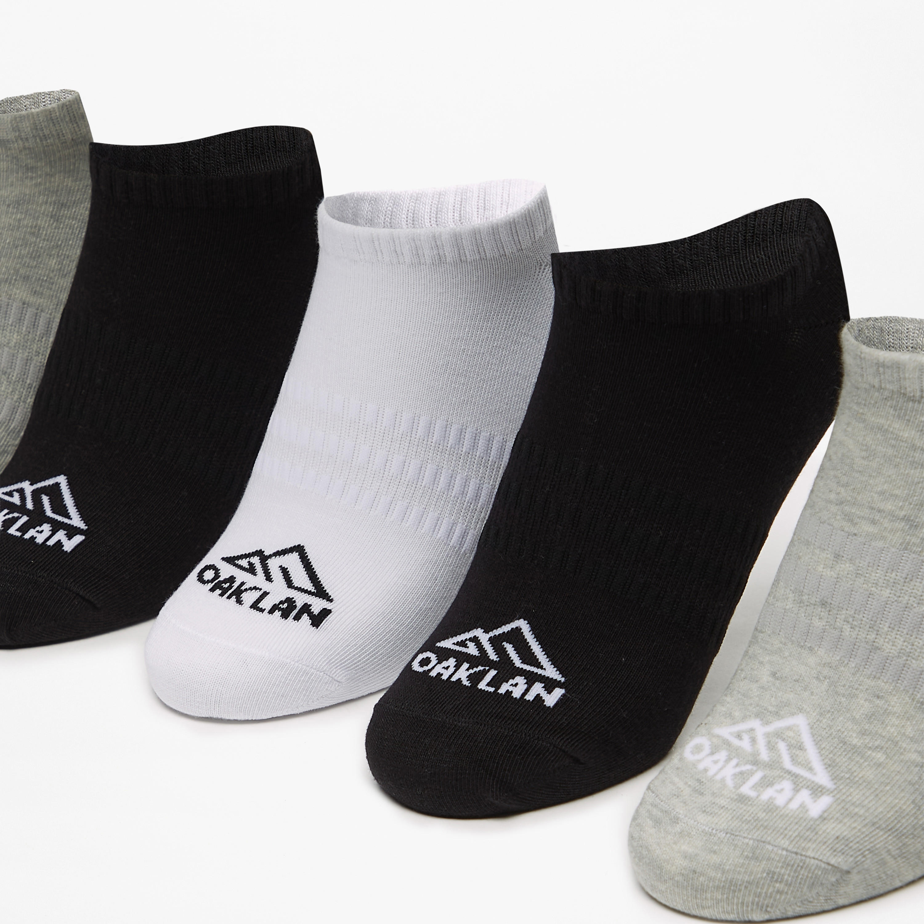 OAKLAN Logo Print Ankle Length Sports Socks - Set of 5-women-socksandstockings-image-2