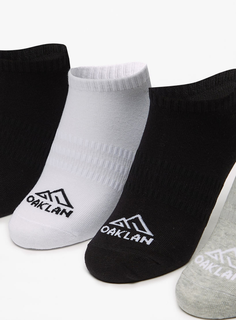 OAKLAN Logo Print Ankle Length Sports Socks - Set of 5-women-socksandstockings-image-2